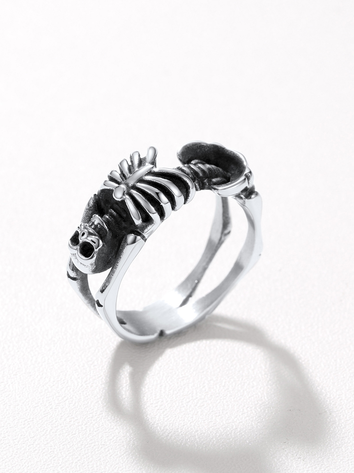 9mm Chunky Gothic Skull Ring in Stainless