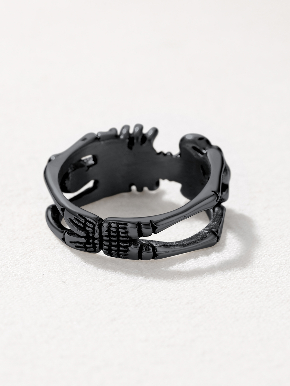 9mm Chunky Gothic Skull Ring in Black Plated