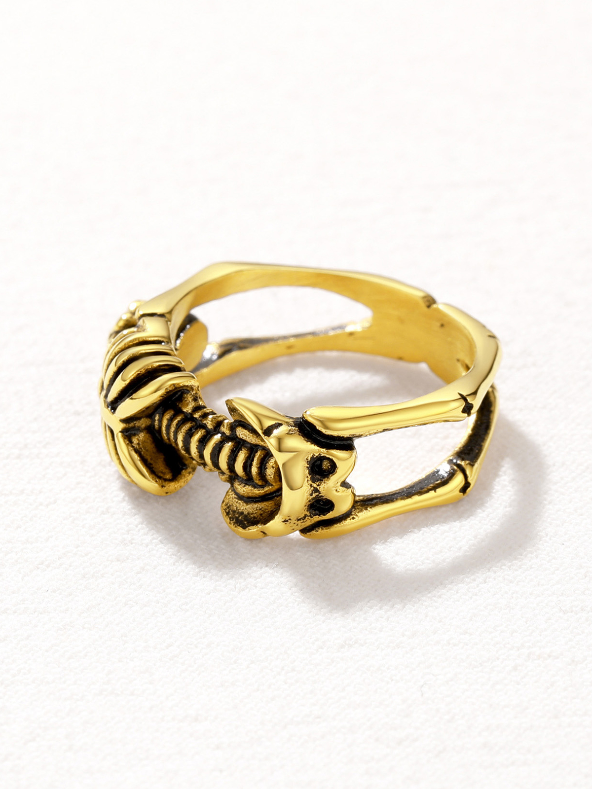 9mm Chunky Gothic Skull Ring in 18K Gold Plated
