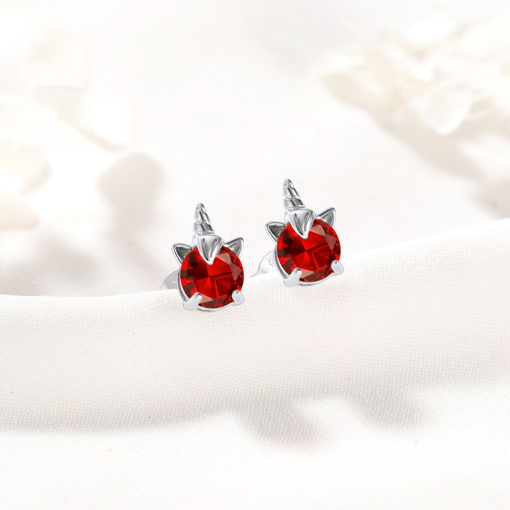 Unicorn Stud Earrings, Birthstone-01