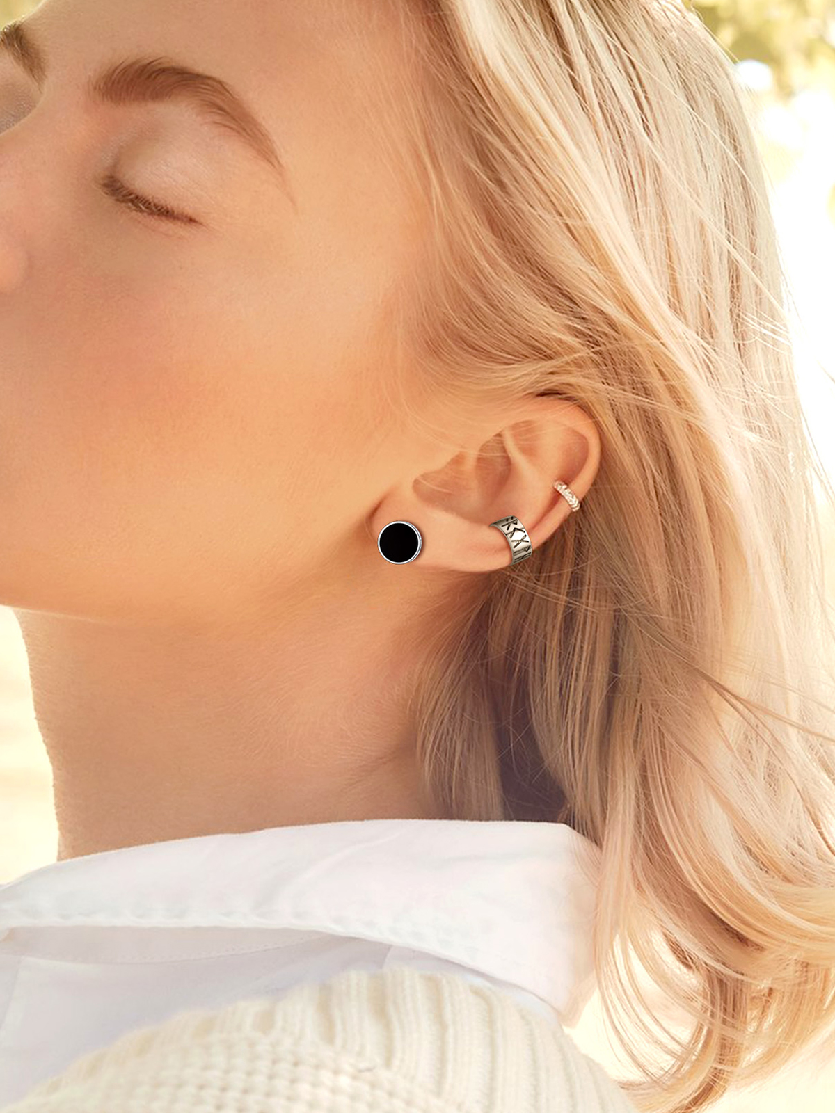 Rune Symbol Stud Viking Earrings in Silver