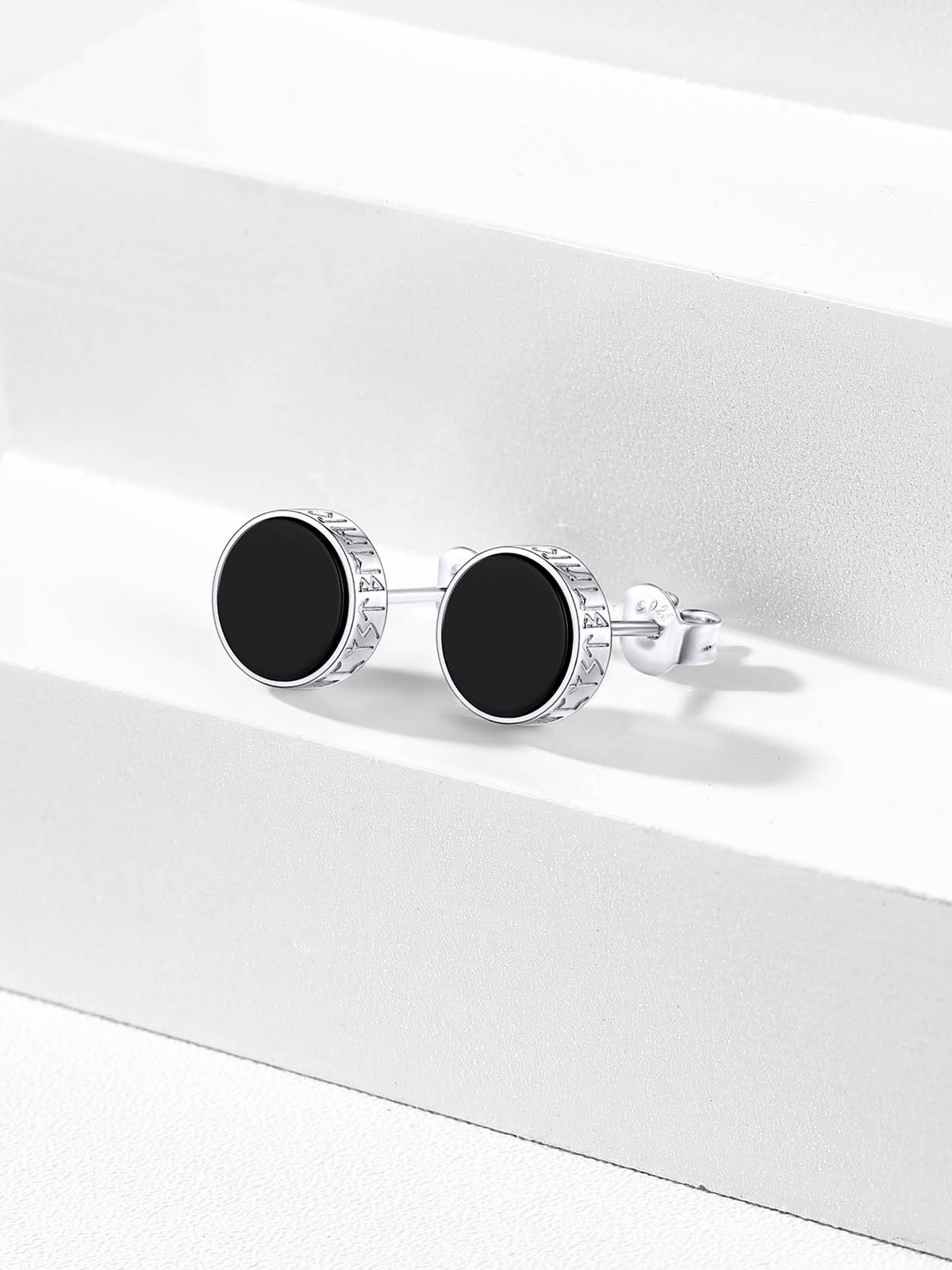 Rune Symbol Stud Viking Earrings in Silver