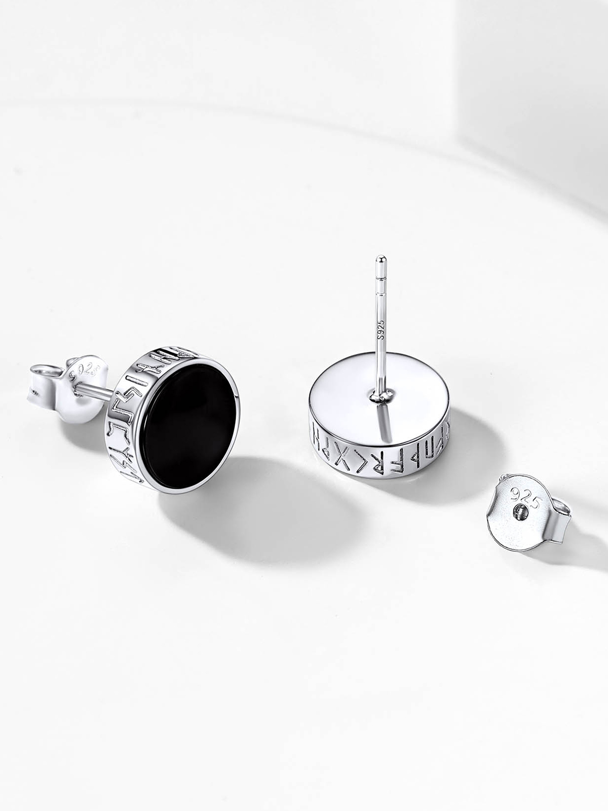 Rune Symbol Stud Viking Earrings in Silver