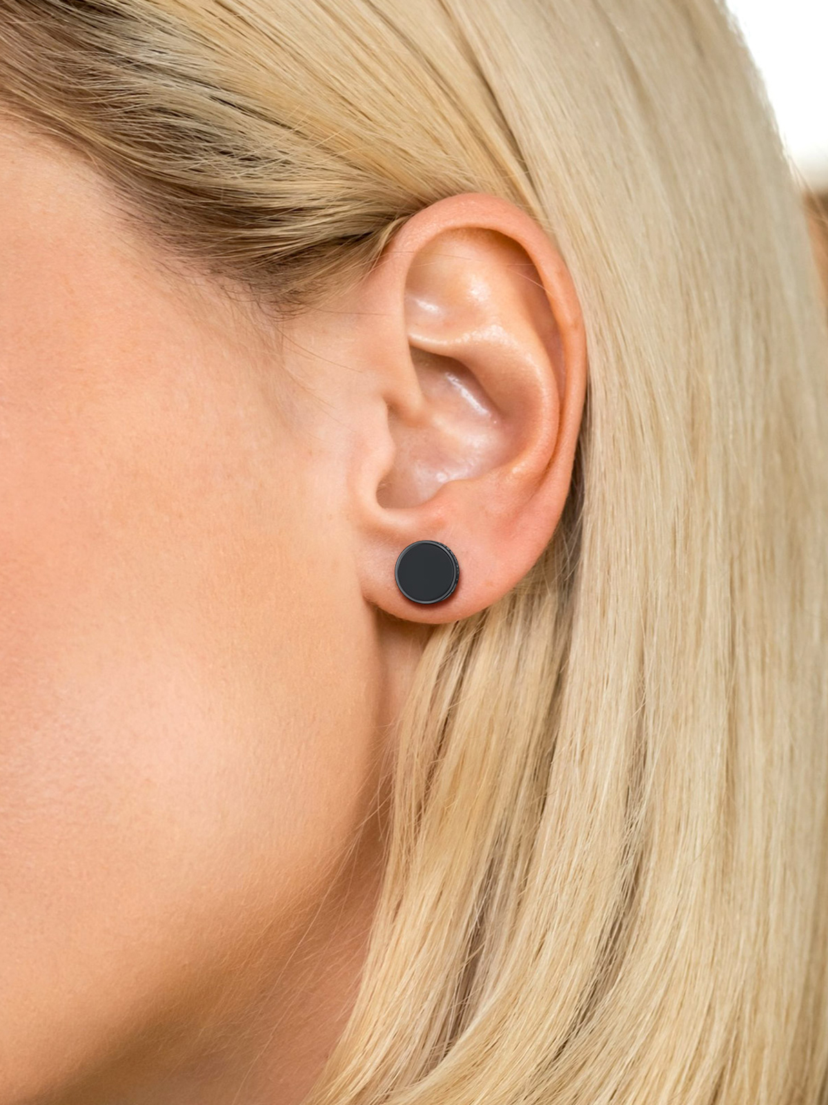 Rune Symbol Stud Viking Earrings in Black Plated