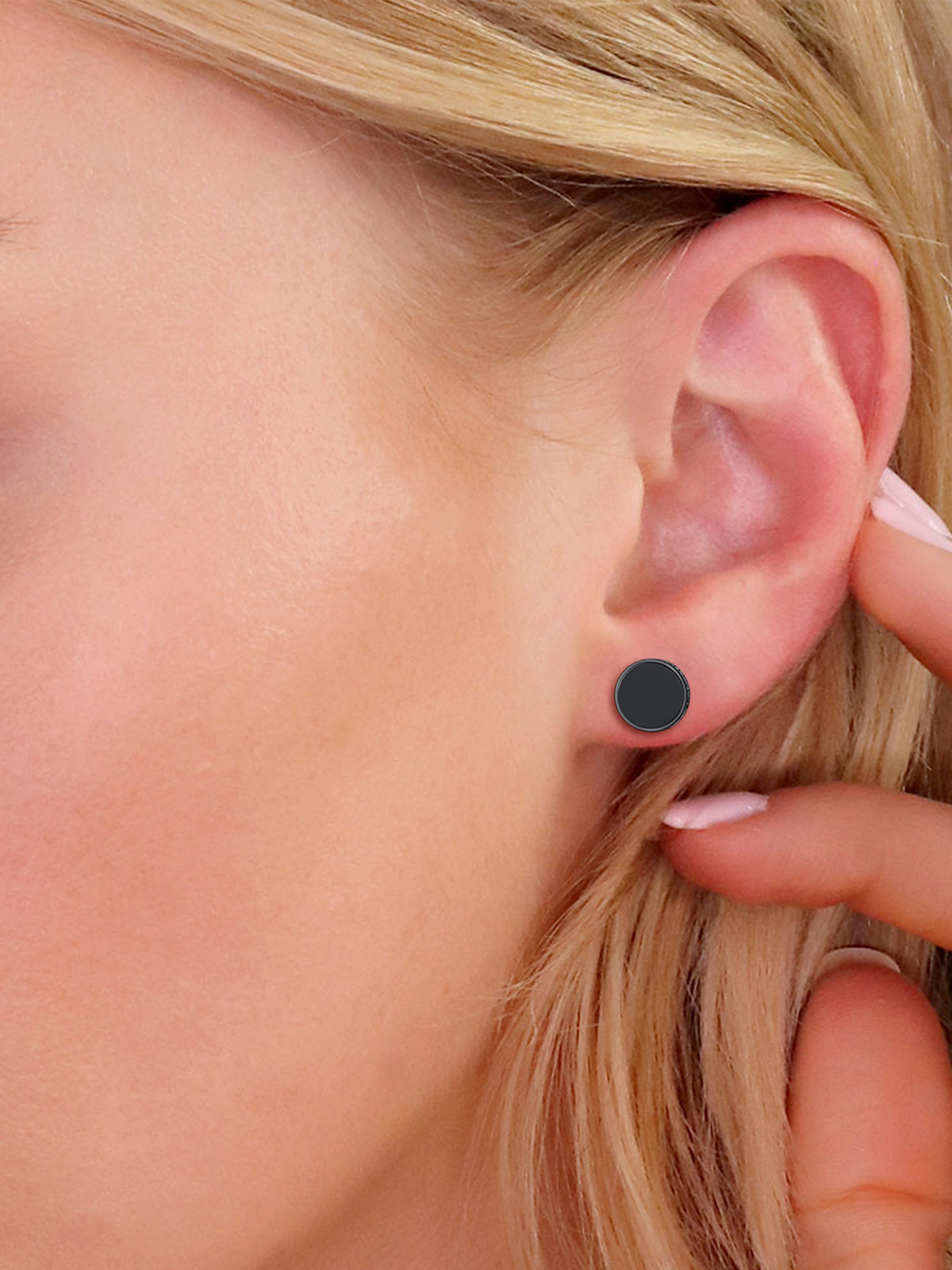 Rune Symbol Stud Viking Earrings in Black Plated