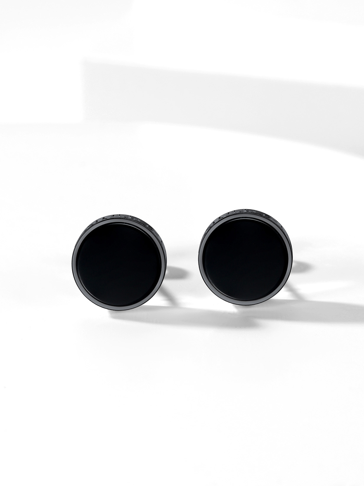 Rune Symbol Stud Viking Earrings in Black Plated