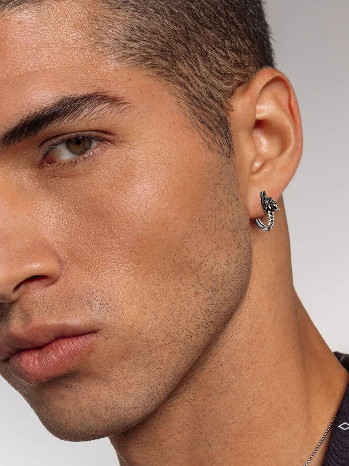 Dragon Huggie Hoops Punk Rock Earrings in Stainless Steel