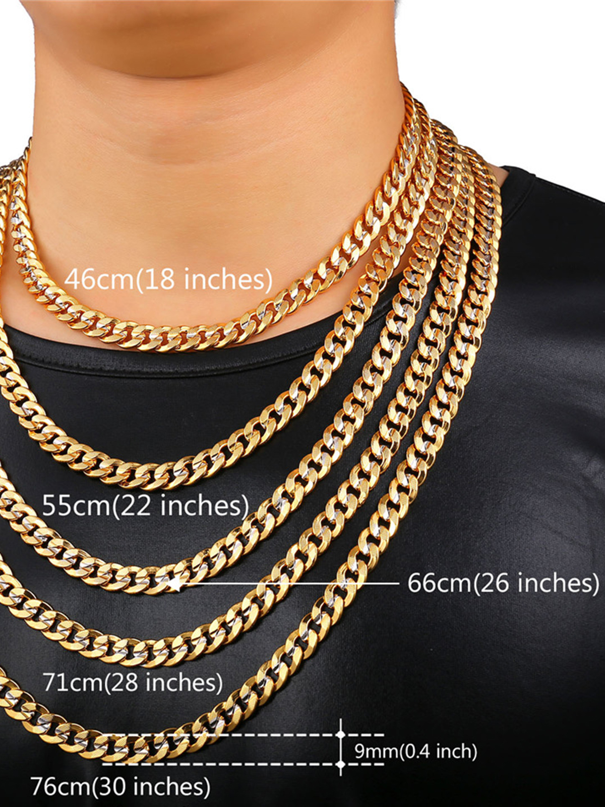 Chunky Cuban Chain Necklace Bracelet Set in 18K Gold Plated