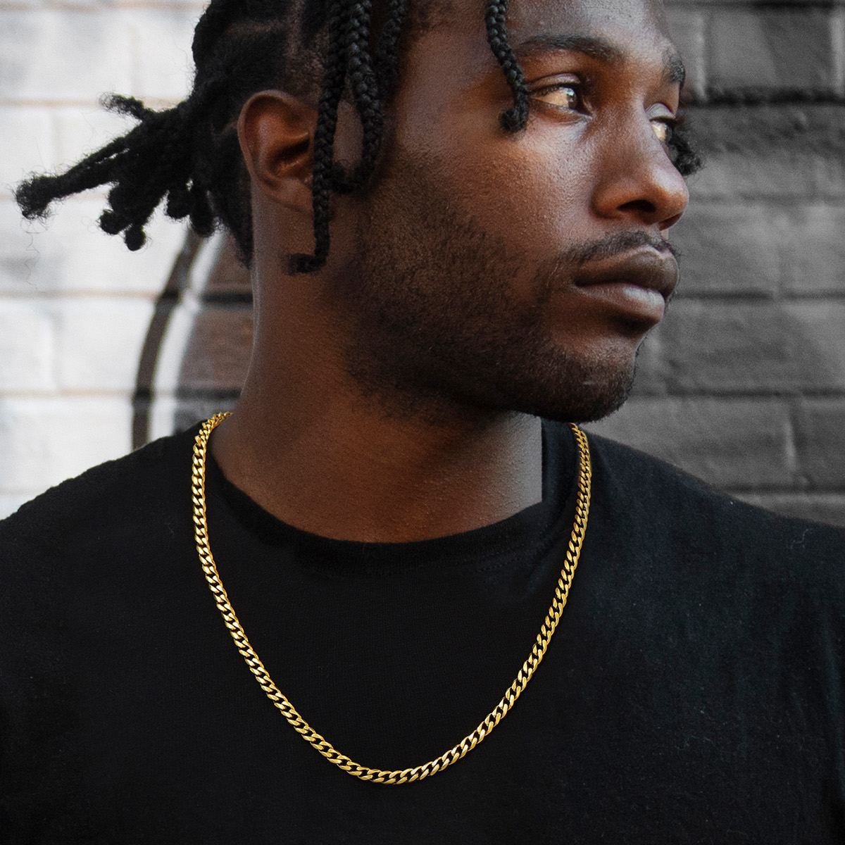 6mm Thick Cuban Chain Necklace in 18K Gold Plated