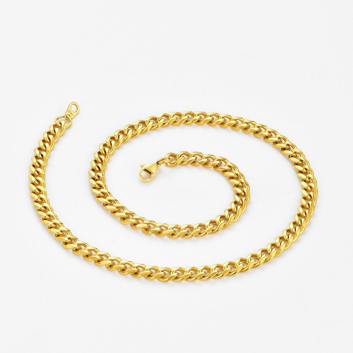 6mm Thick Cuban Chain Necklace in 18K Gold Plated