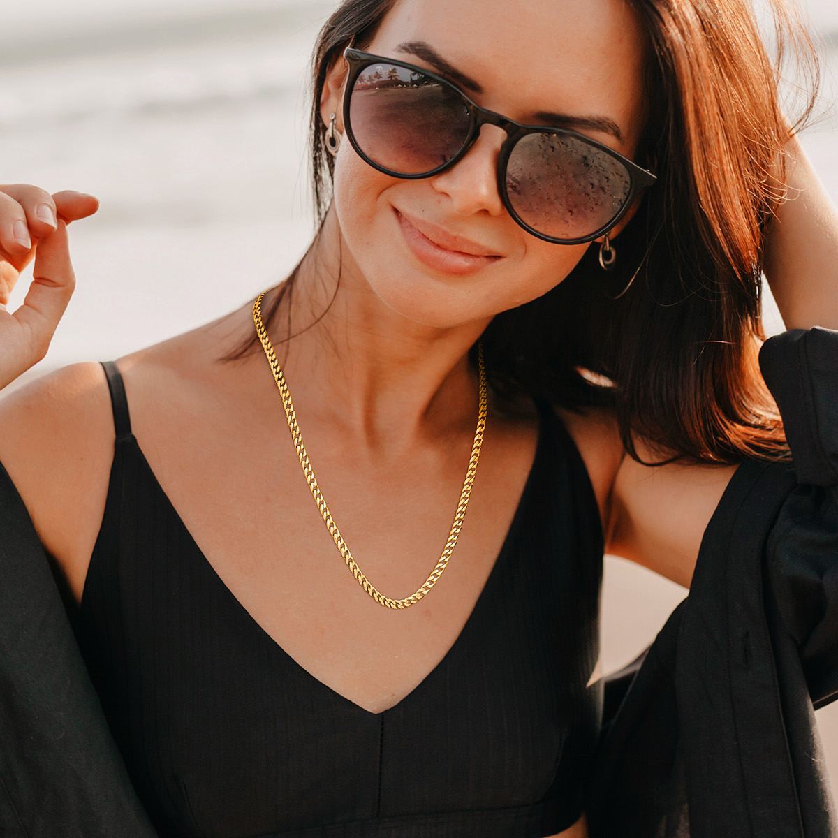 6mm Thick Cuban Chain Necklace in 18K Gold Plated