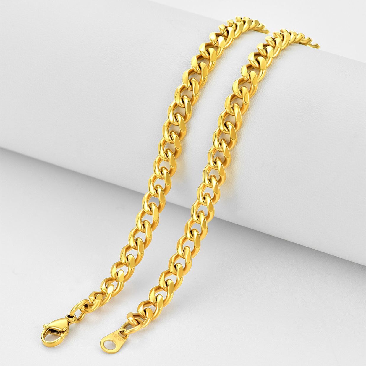 6mm Thick Cuban Chain Necklace in 18K Gold Plated