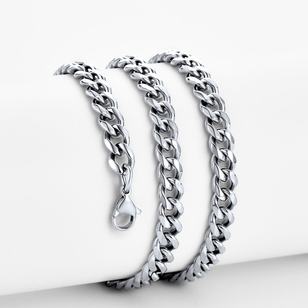 6mm Thick Cuban Chain Necklace in Stainless