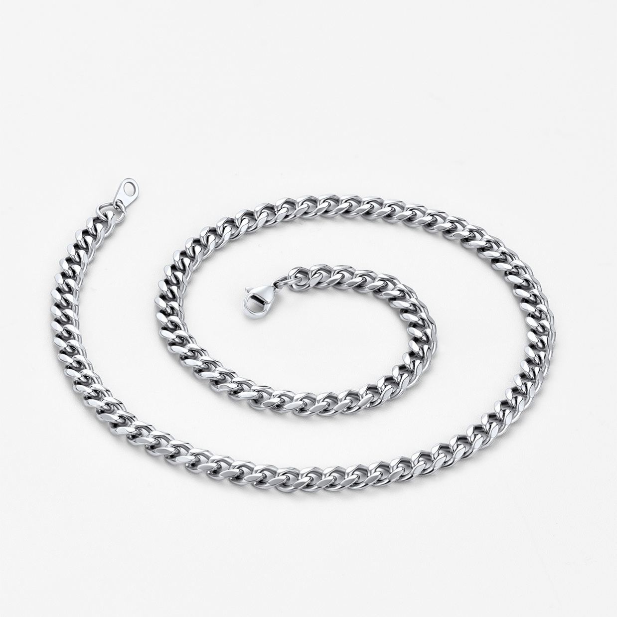 6mm Thick Cuban Chain Necklace in Stainless