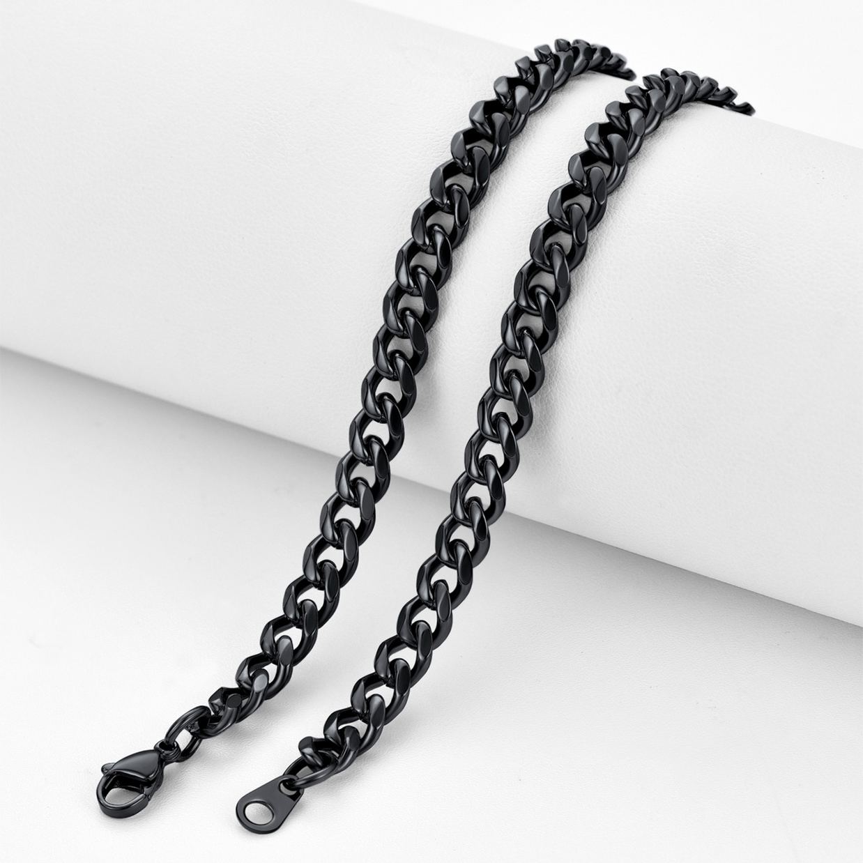 6mm Thick Cuban Chain Necklace in Black Plated