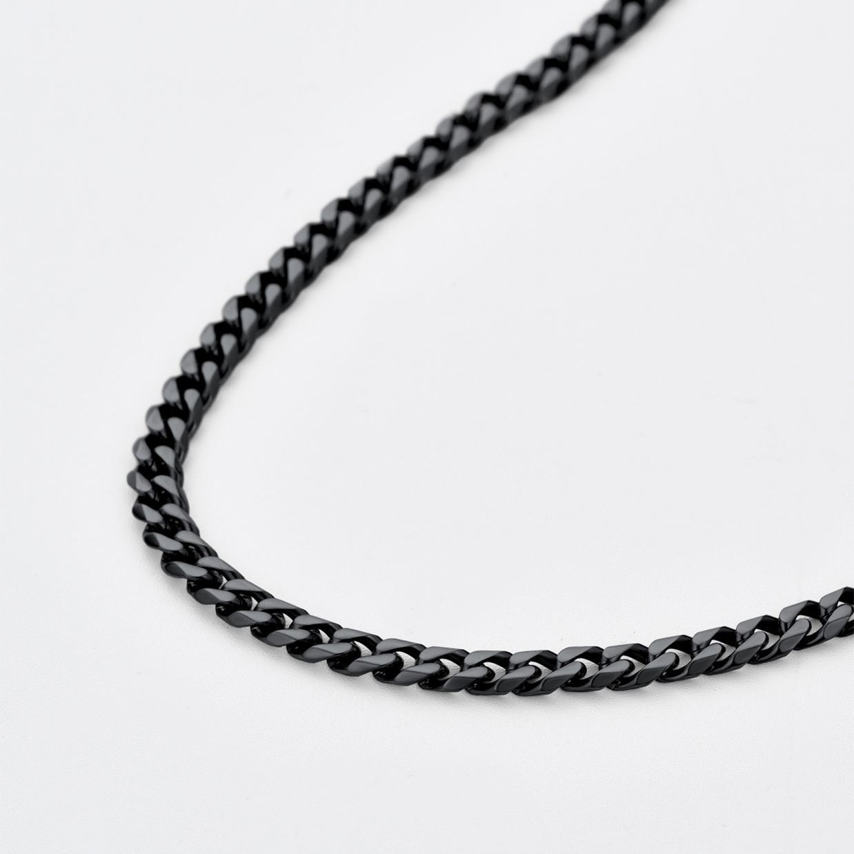 6mm Thick Cuban Chain Necklace in Black Plated