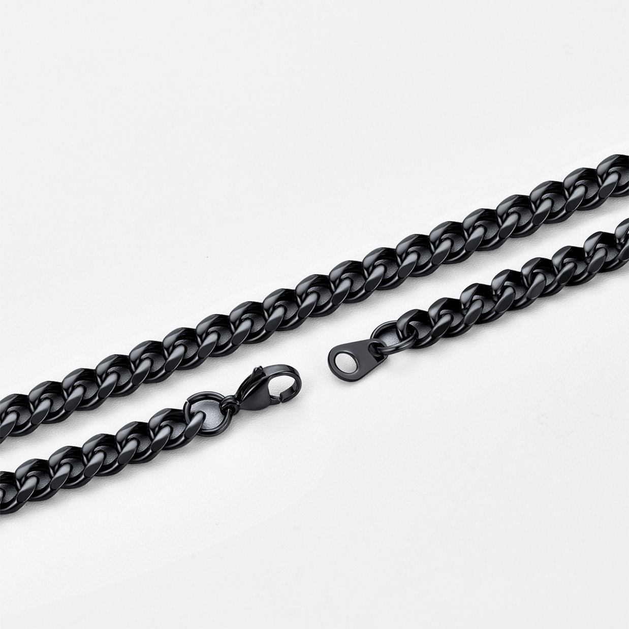 6mm Thick Cuban Chain Necklace in Black Plated