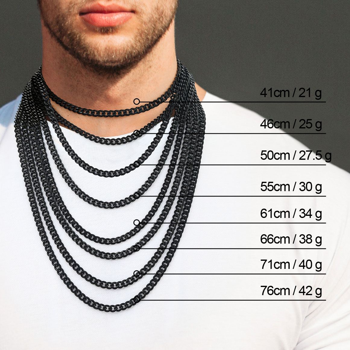 6mm Thick Cuban Chain Necklace in Black Plated