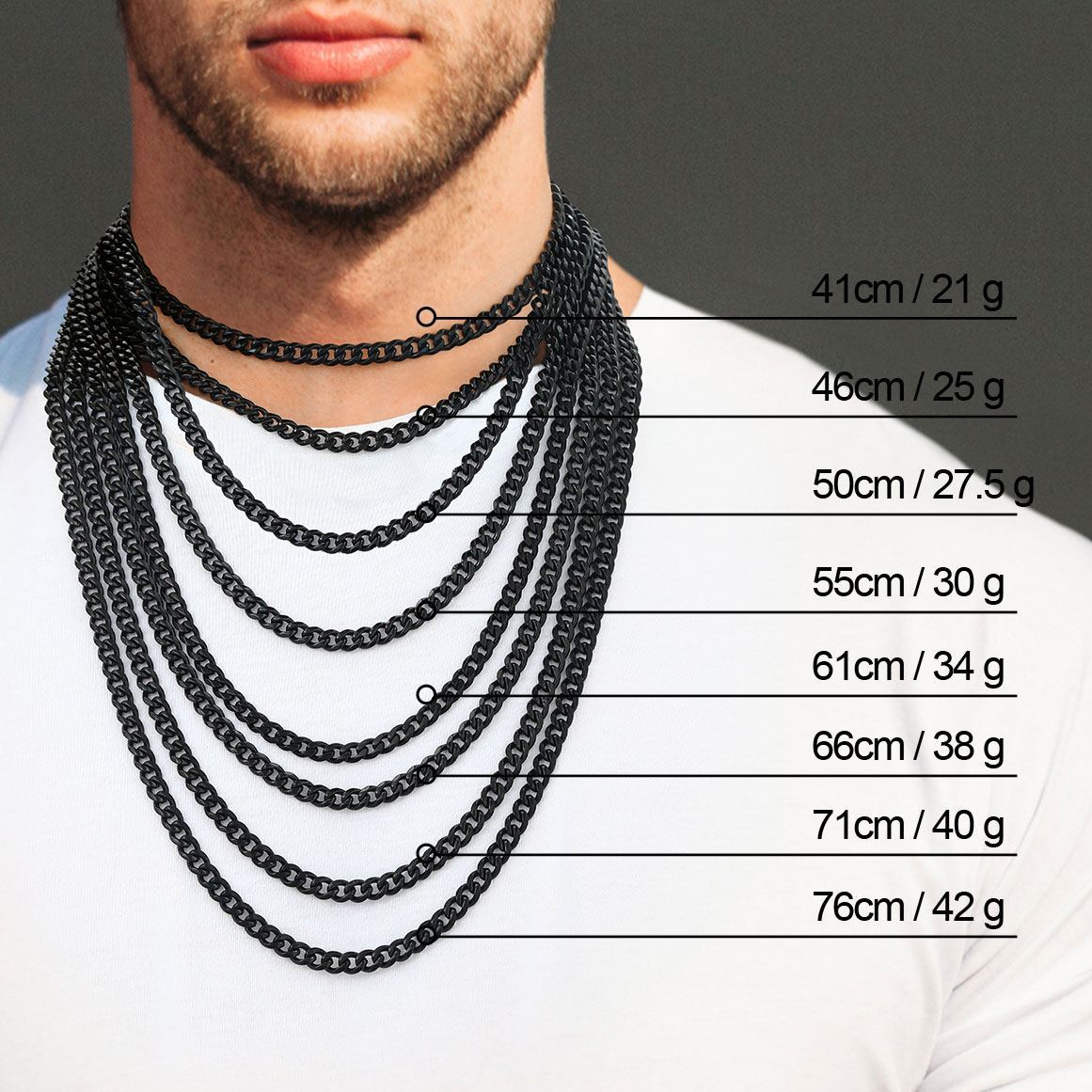 6mm Thick Cuban Chain Necklace in Black Plated