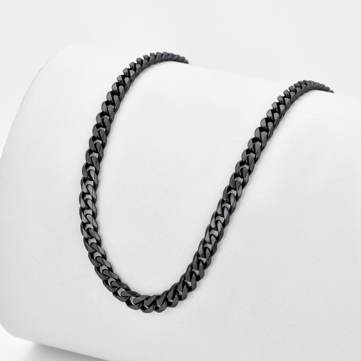 6mm Thick Cuban Chain Necklace in Black Plated