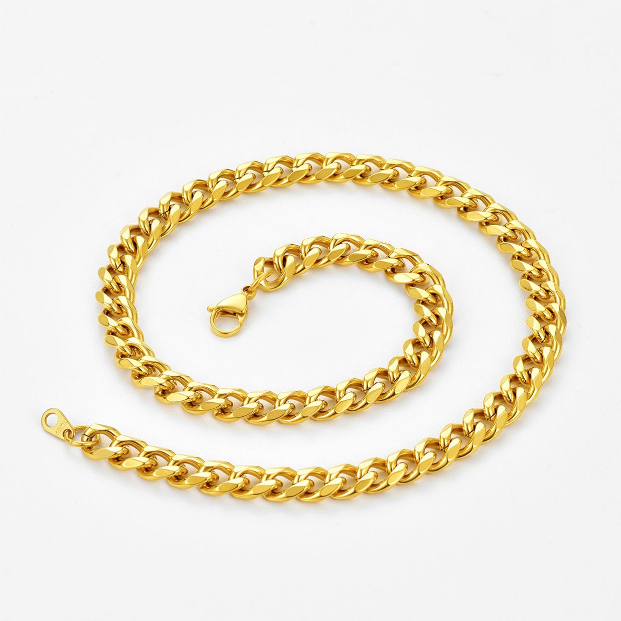 9mm Thick Cuban Chain Necklace in 18K Gold Plated