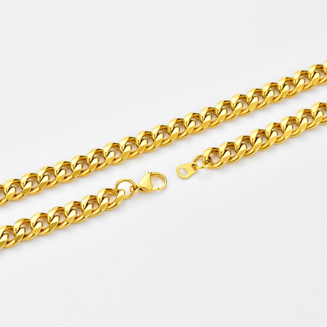9mm Thick Cuban Chain Necklace in 18K Gold Plated