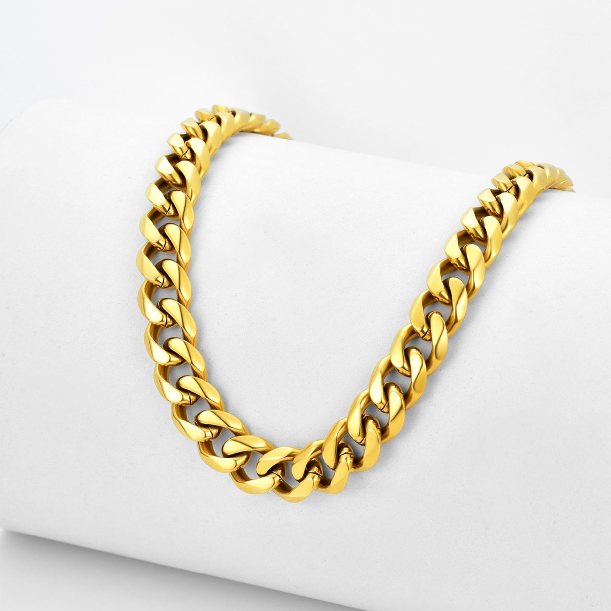 12mm Thick Cuban Chain Necklace in 18K Gold Plated