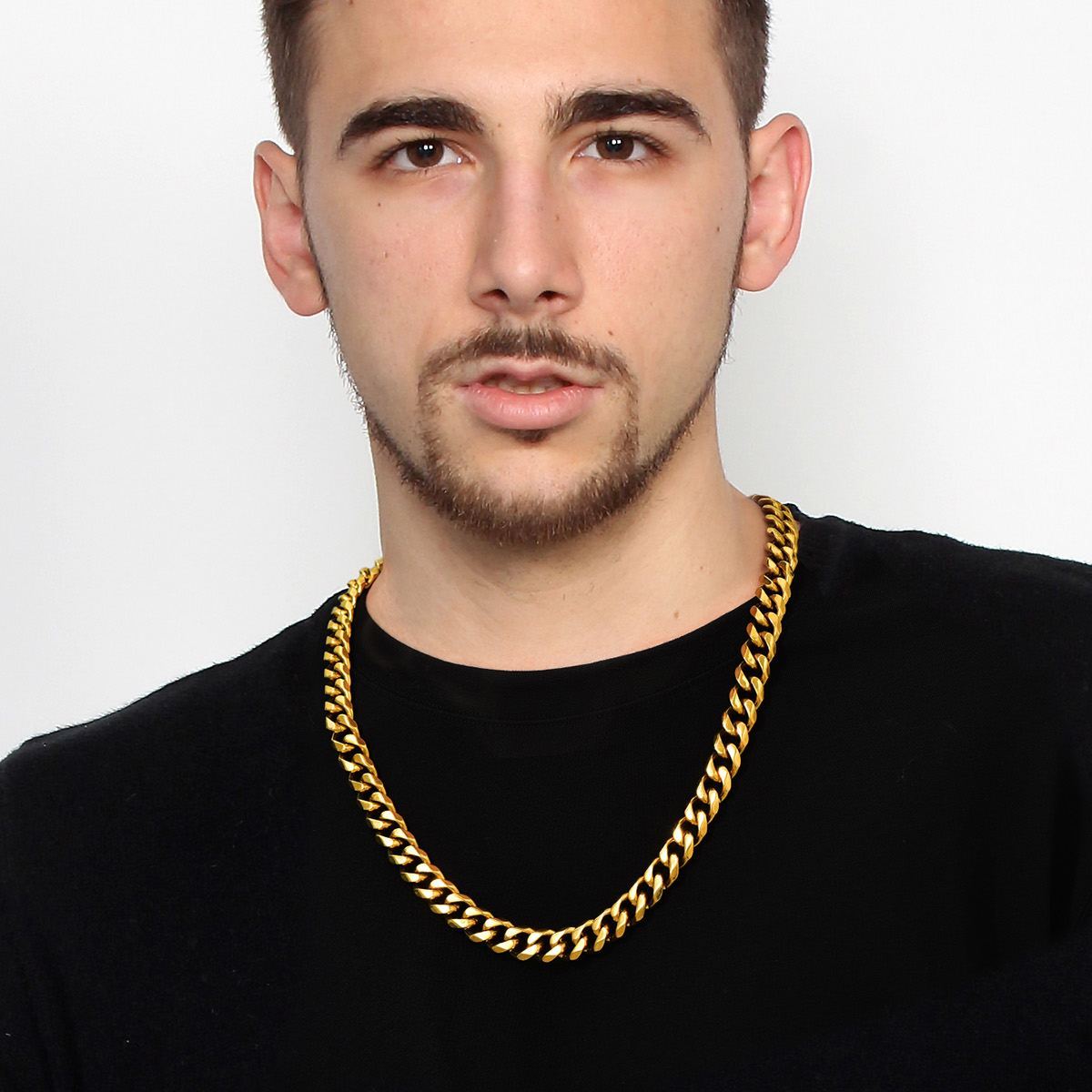 12mm Thick Cuban Chain Necklace in 18K Gold Plated