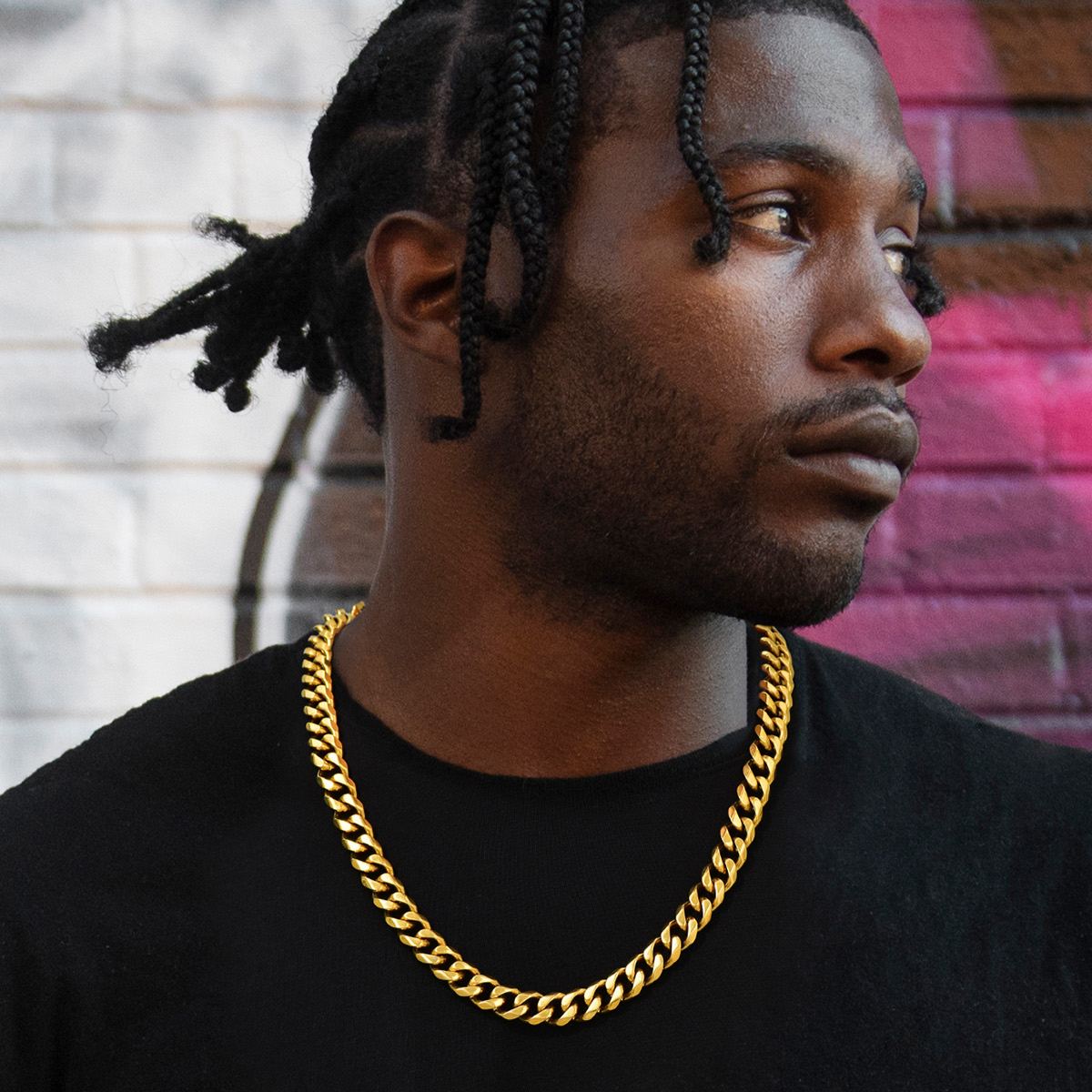 12mm Thick Cuban Chain Necklace in 18K Gold Plated