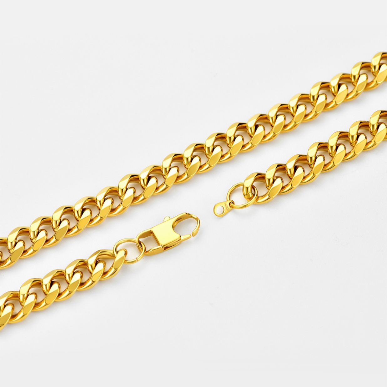 12mm Thick Cuban Chain Necklace in 18K Gold Plated