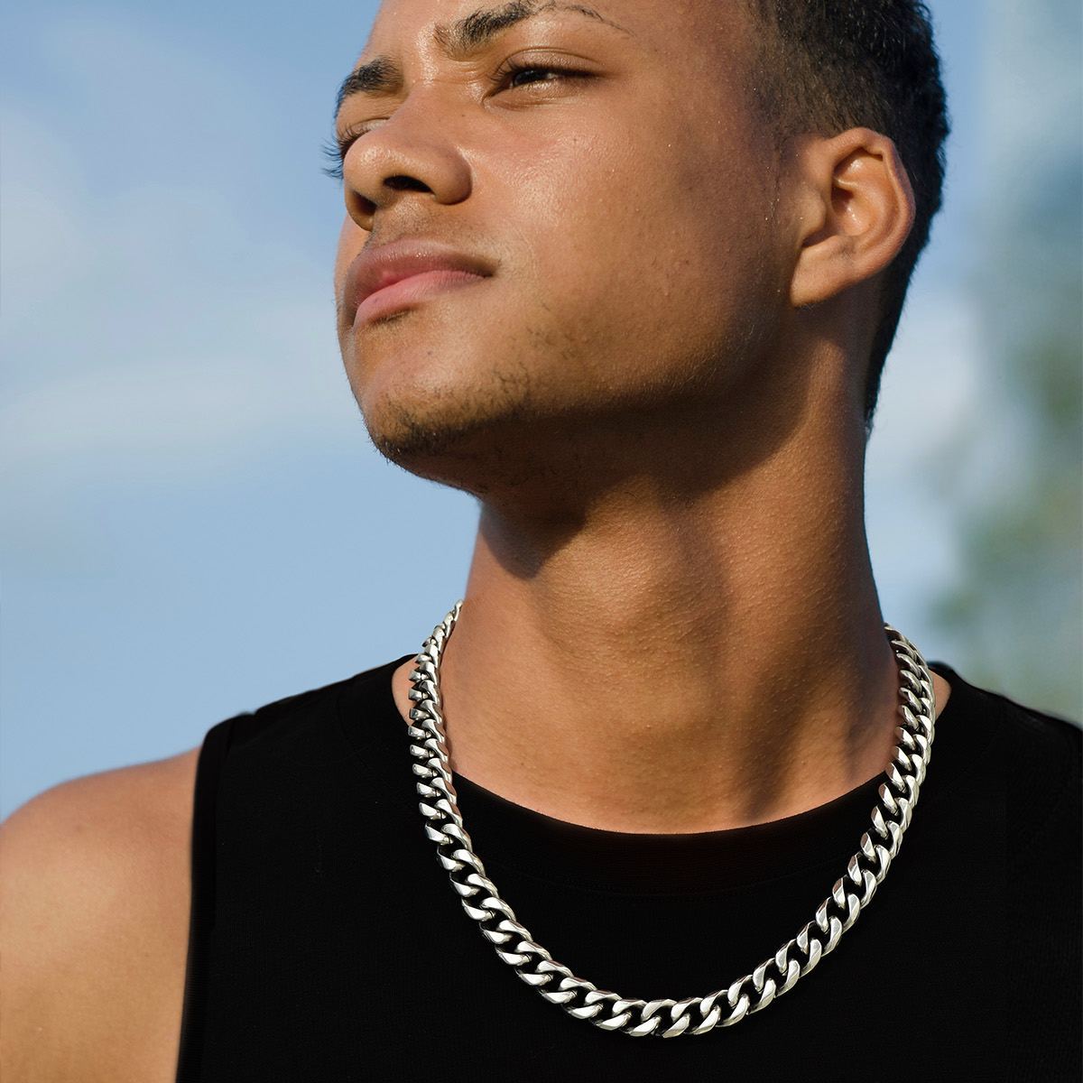 12mm Thick Cuban Chain Necklace in Stainless