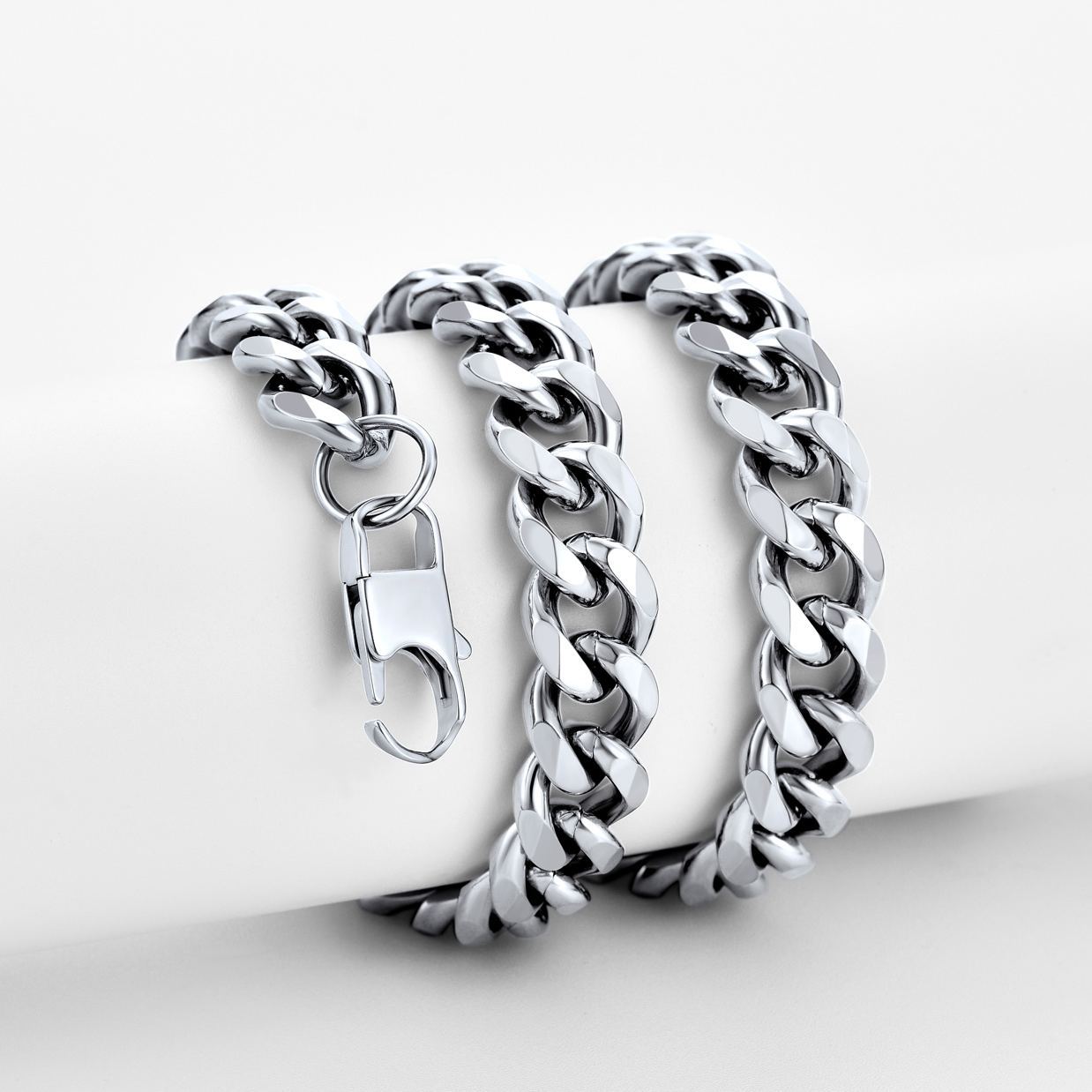 12mm Thick Cuban Chain Necklace in Stainless