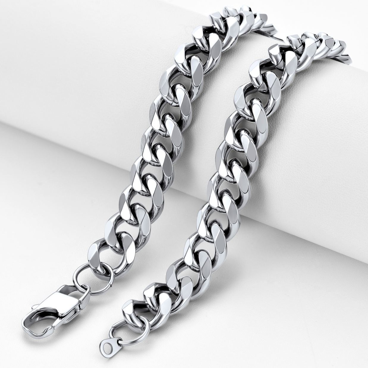 12mm Thick Cuban Chain Necklace in Stainless