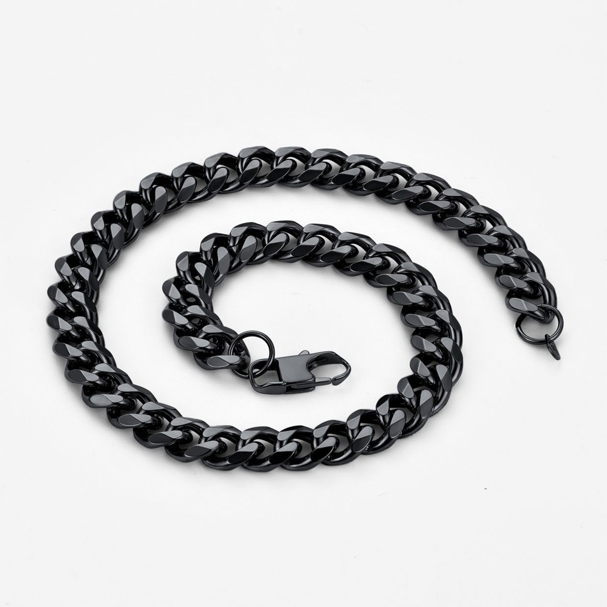 12mm Thick Cuban Chain Necklace in Black Plated
