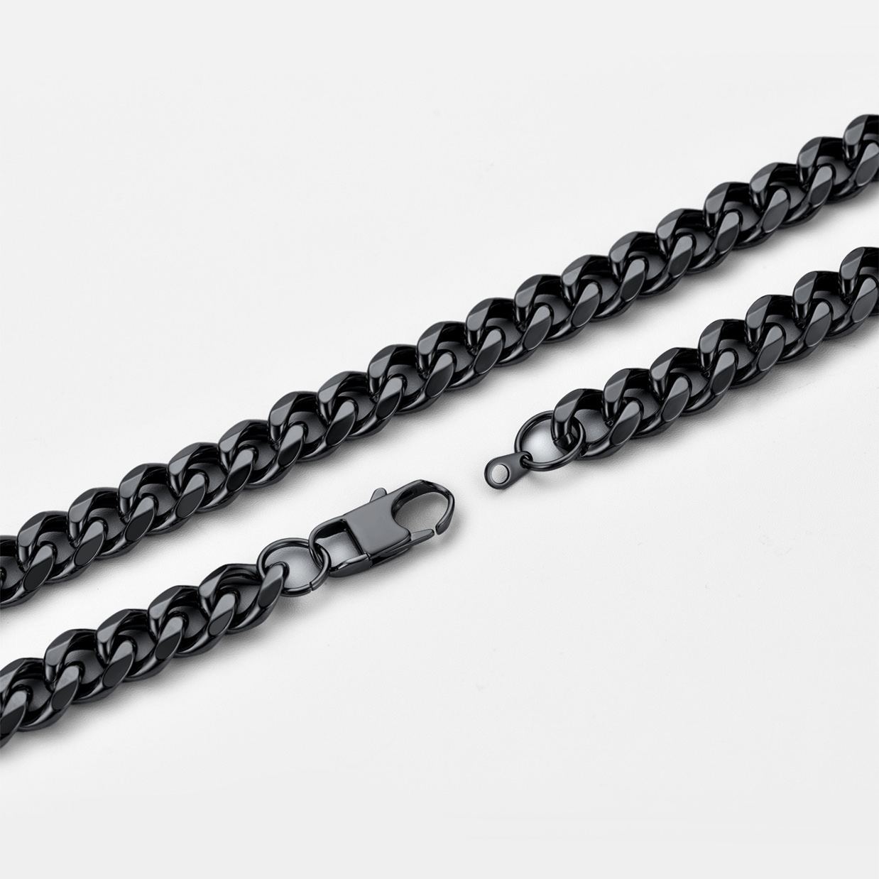 12mm Thick Cuban Chain Necklace in Black Plated