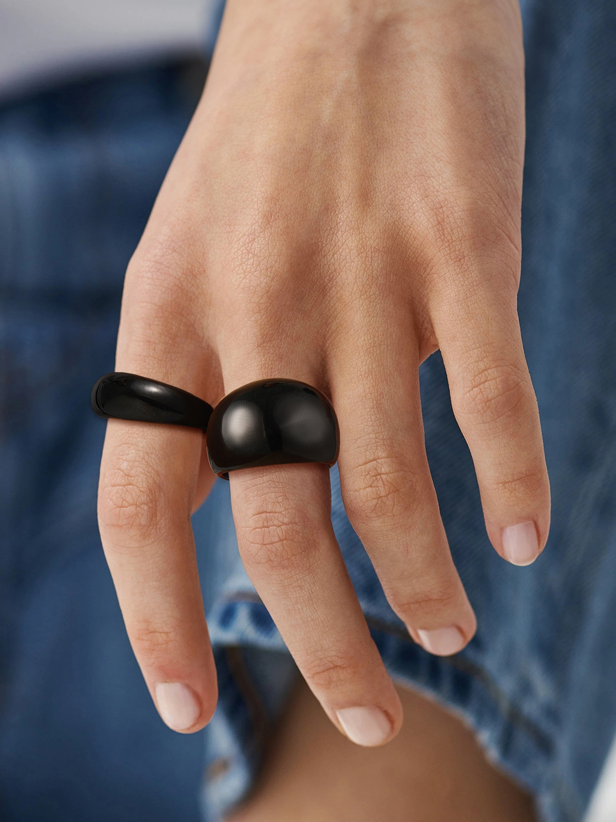 16mm Chunky Dome Statement Ring in Black