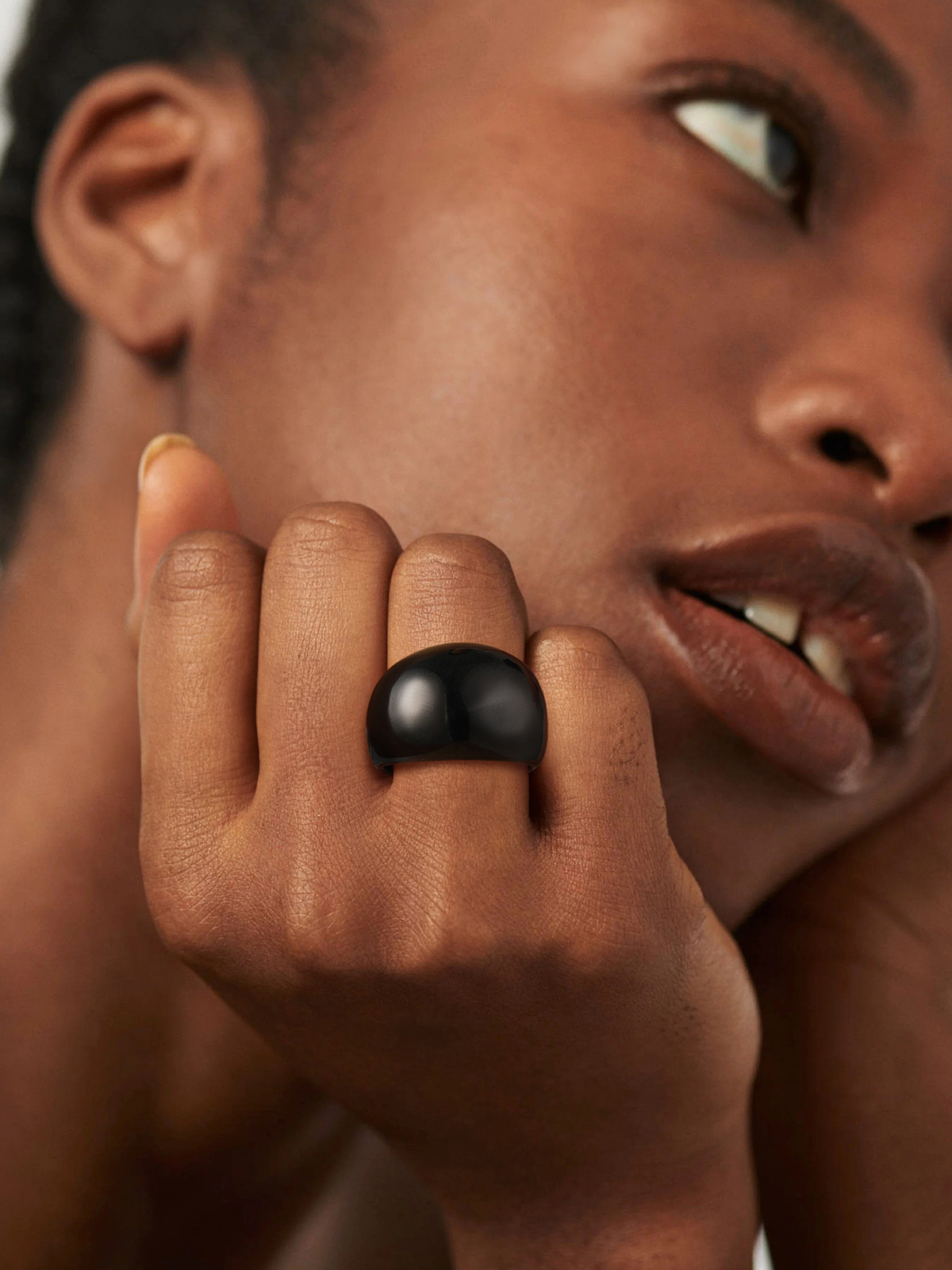 16mm Chunky Dome Statement Ring in Black