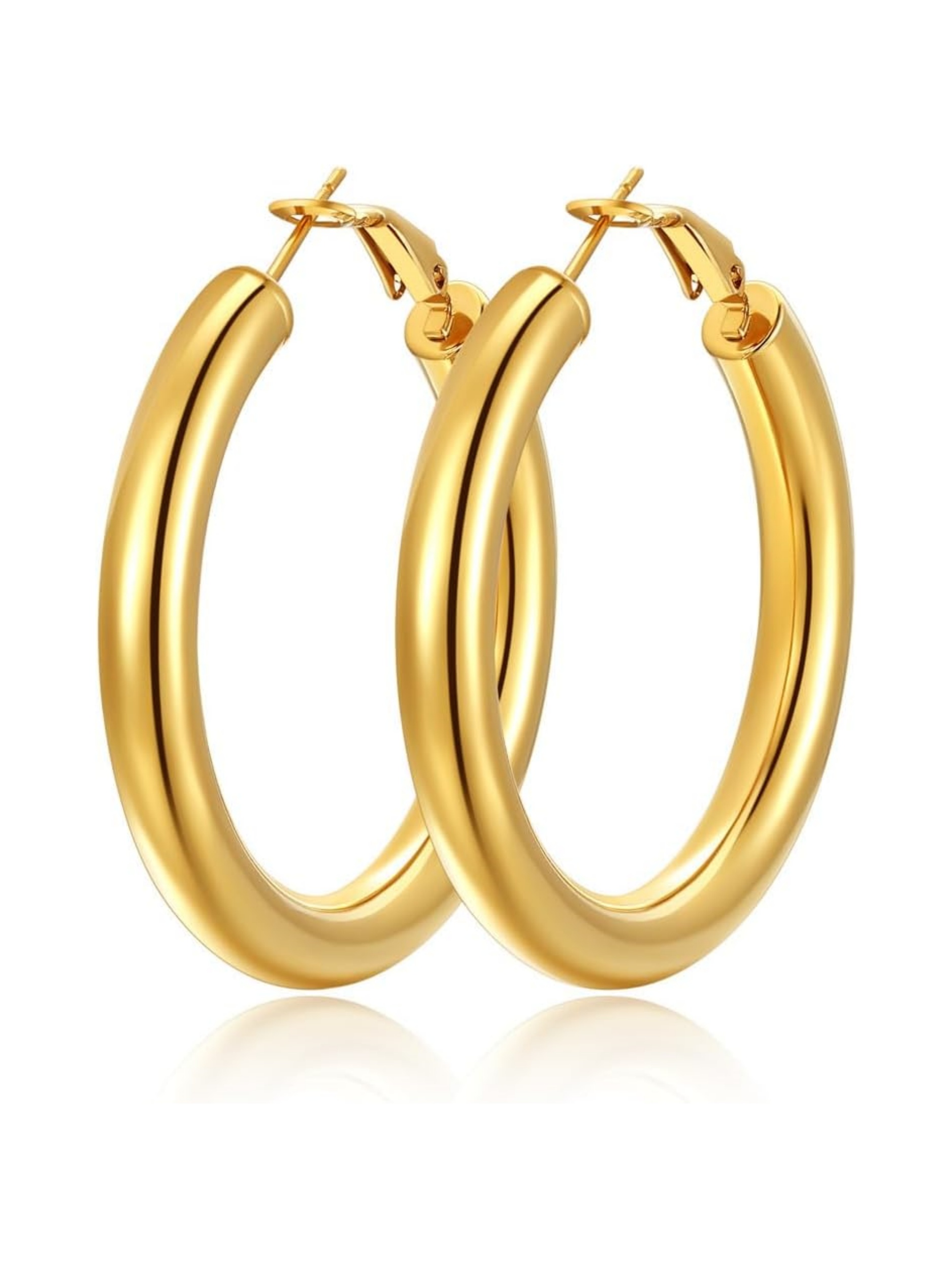 Classic Stainless Steel Tube Hoop Rounded Loop Earrings