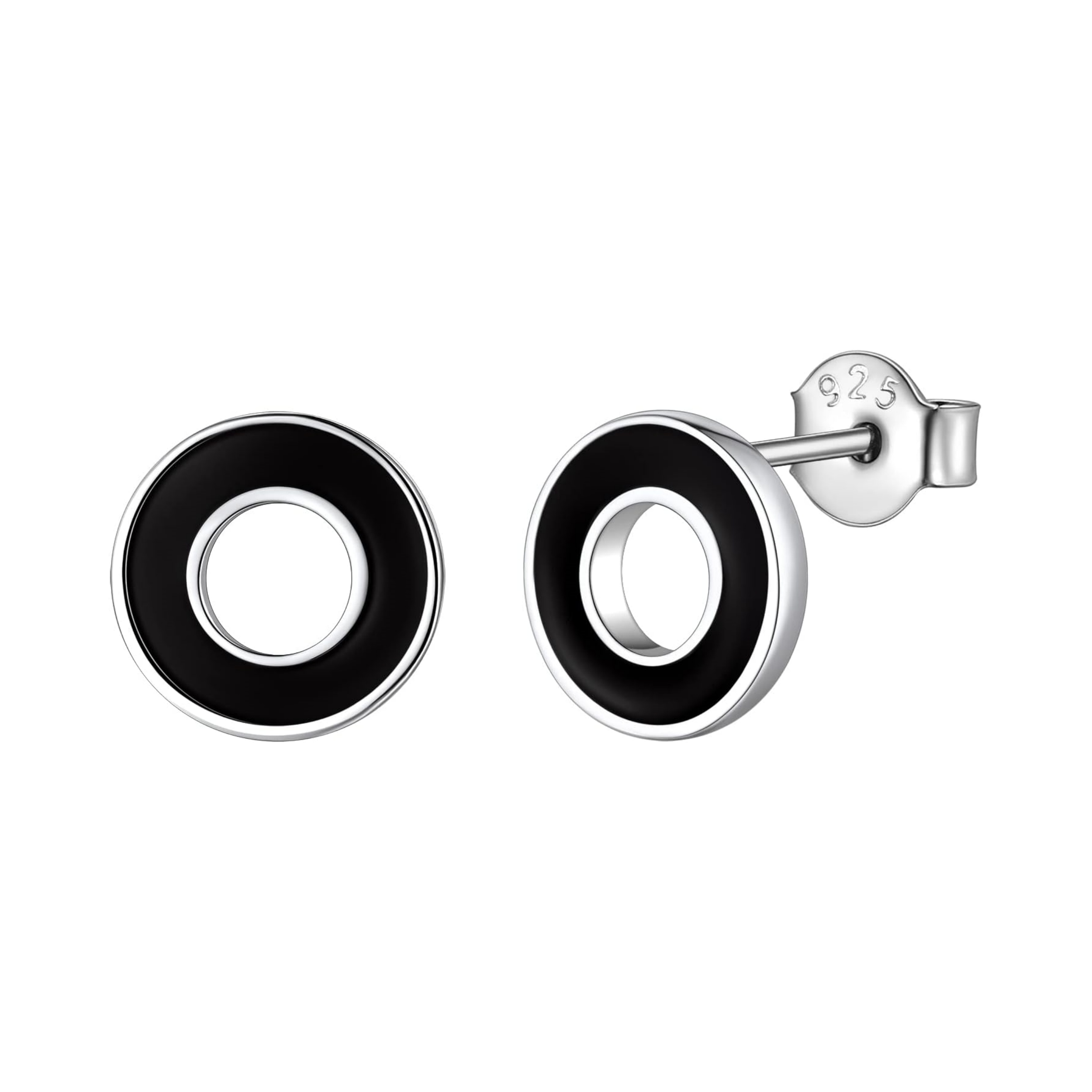 Black Cool Hollow Circle Round Stud Earrings 