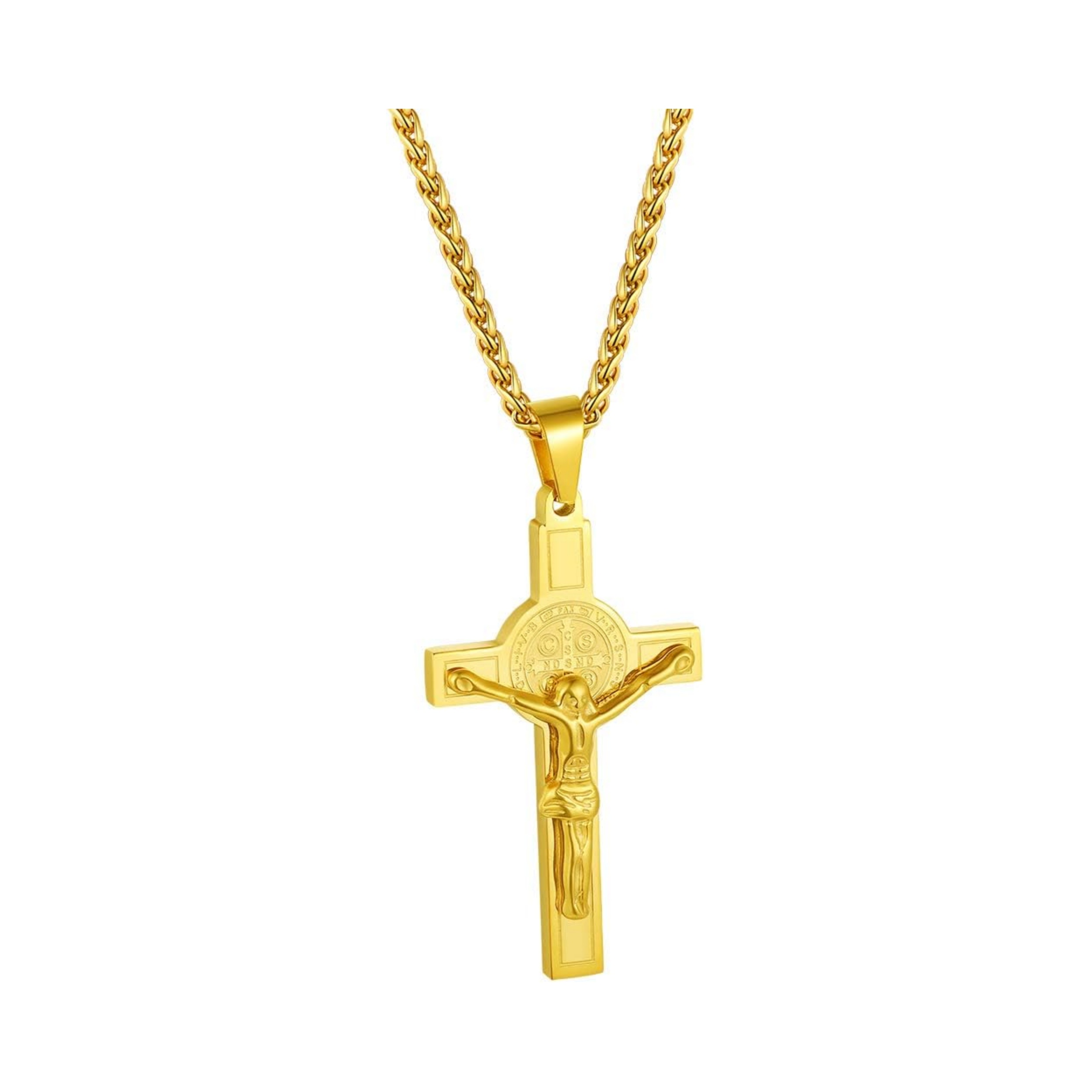Cross Crucifix Jesus Lord's Prayer Pendant Necklace
