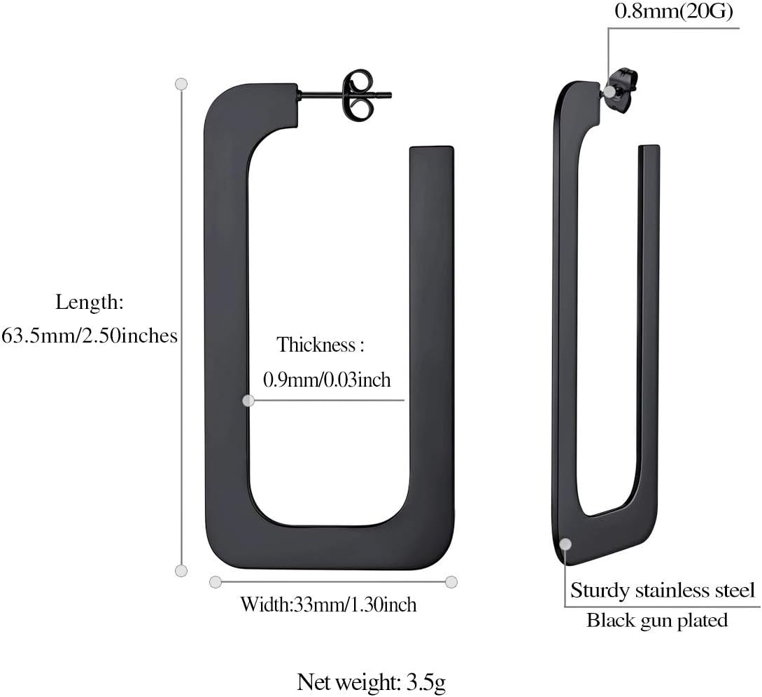 Thin Flat Rectangle Pierced Drop & Dangle Earrings