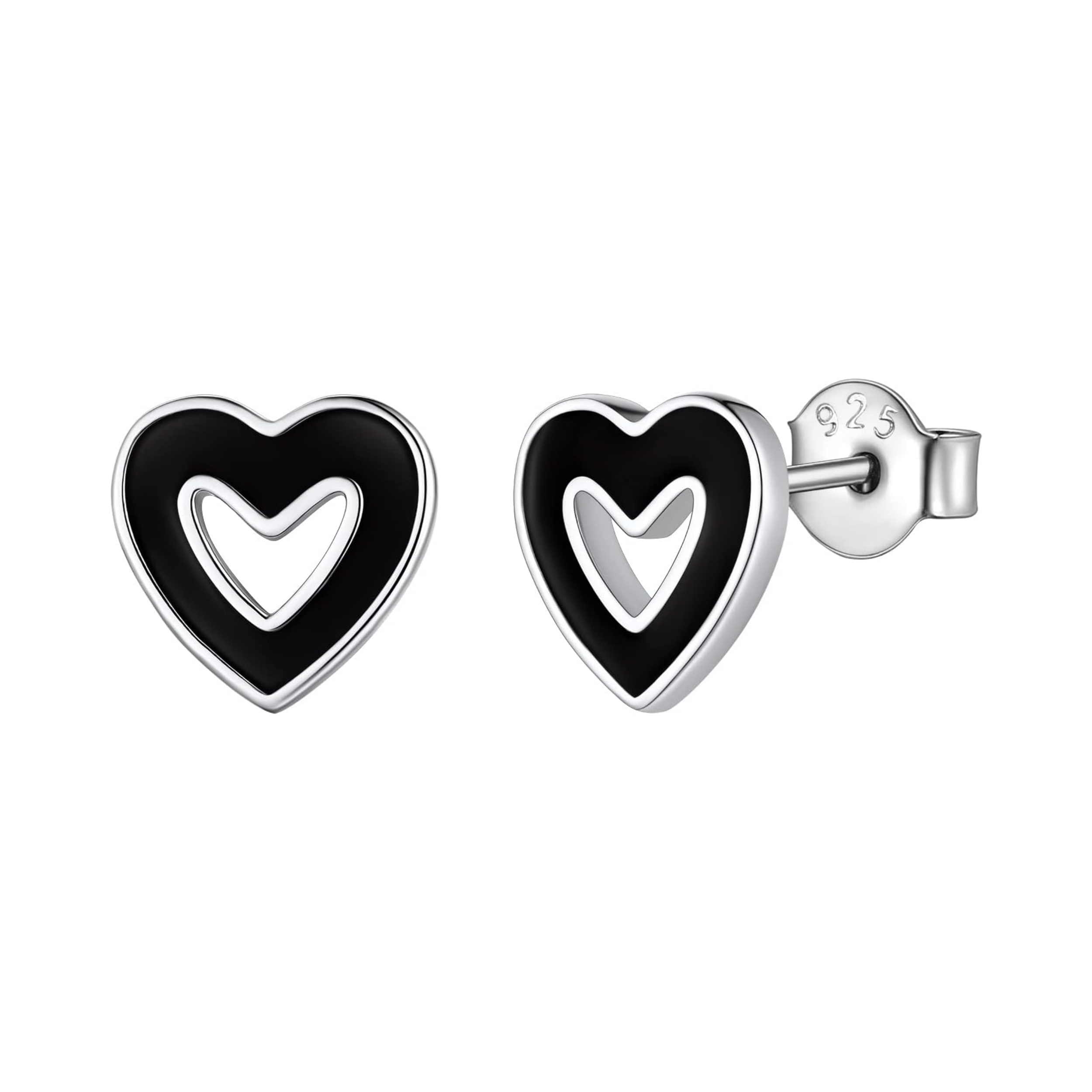 Cool Black Heart Tiny Studs Earrings