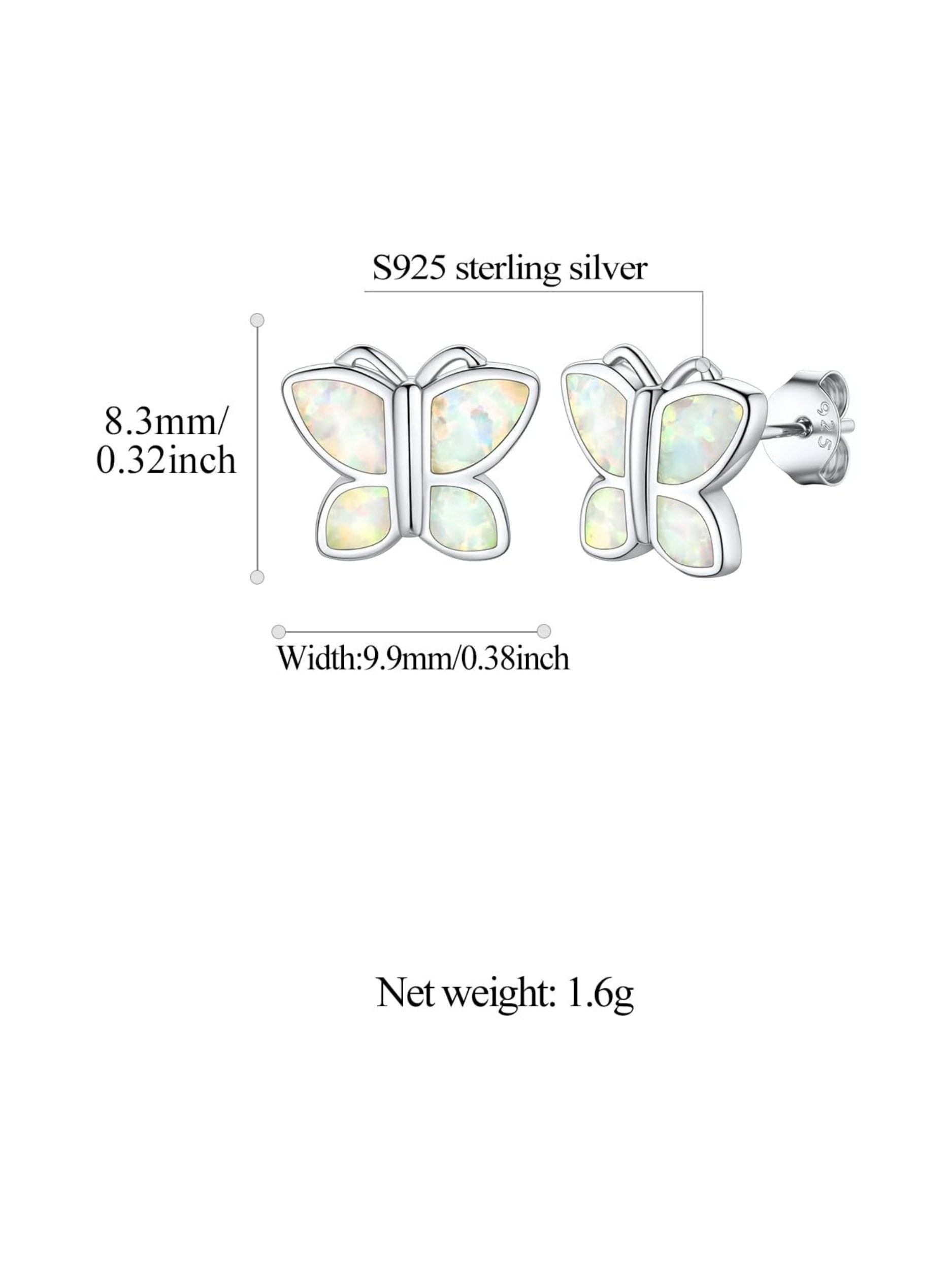 Opal Butterfly Earrings Studs