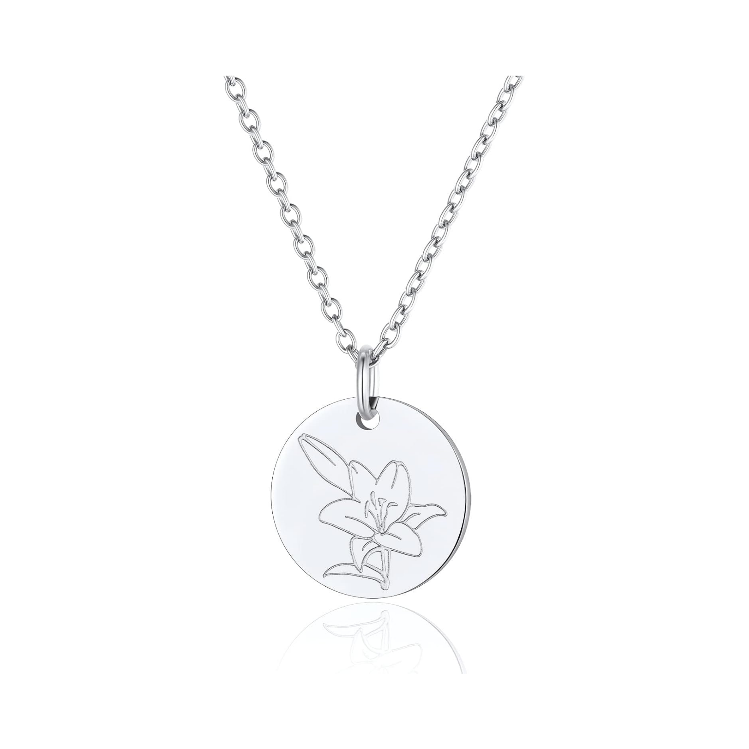 Jan. to Dec. Guardian Month Floral Birth Flower Disc Necklaces