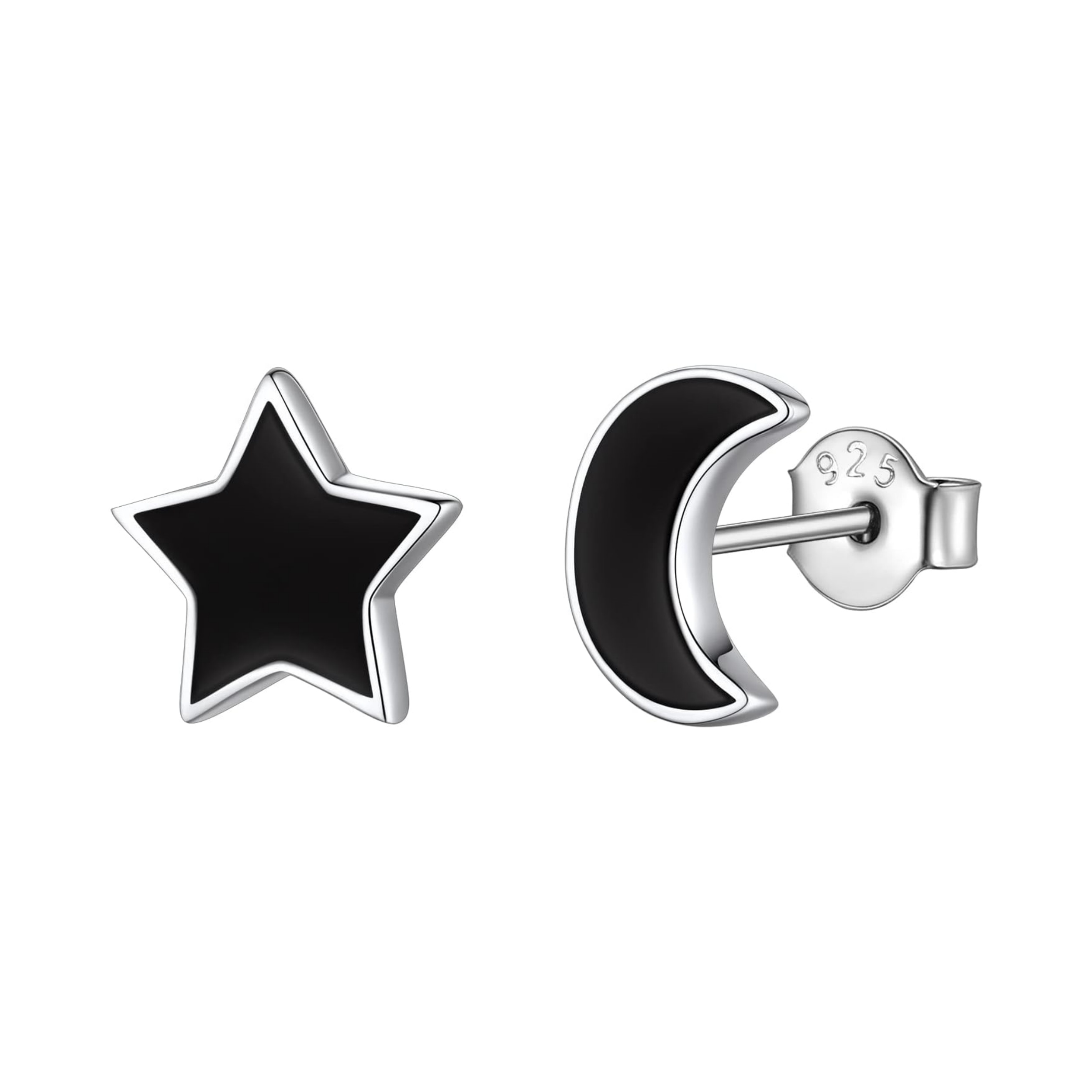 Moon Stars Asymmetrical Stud Earrings