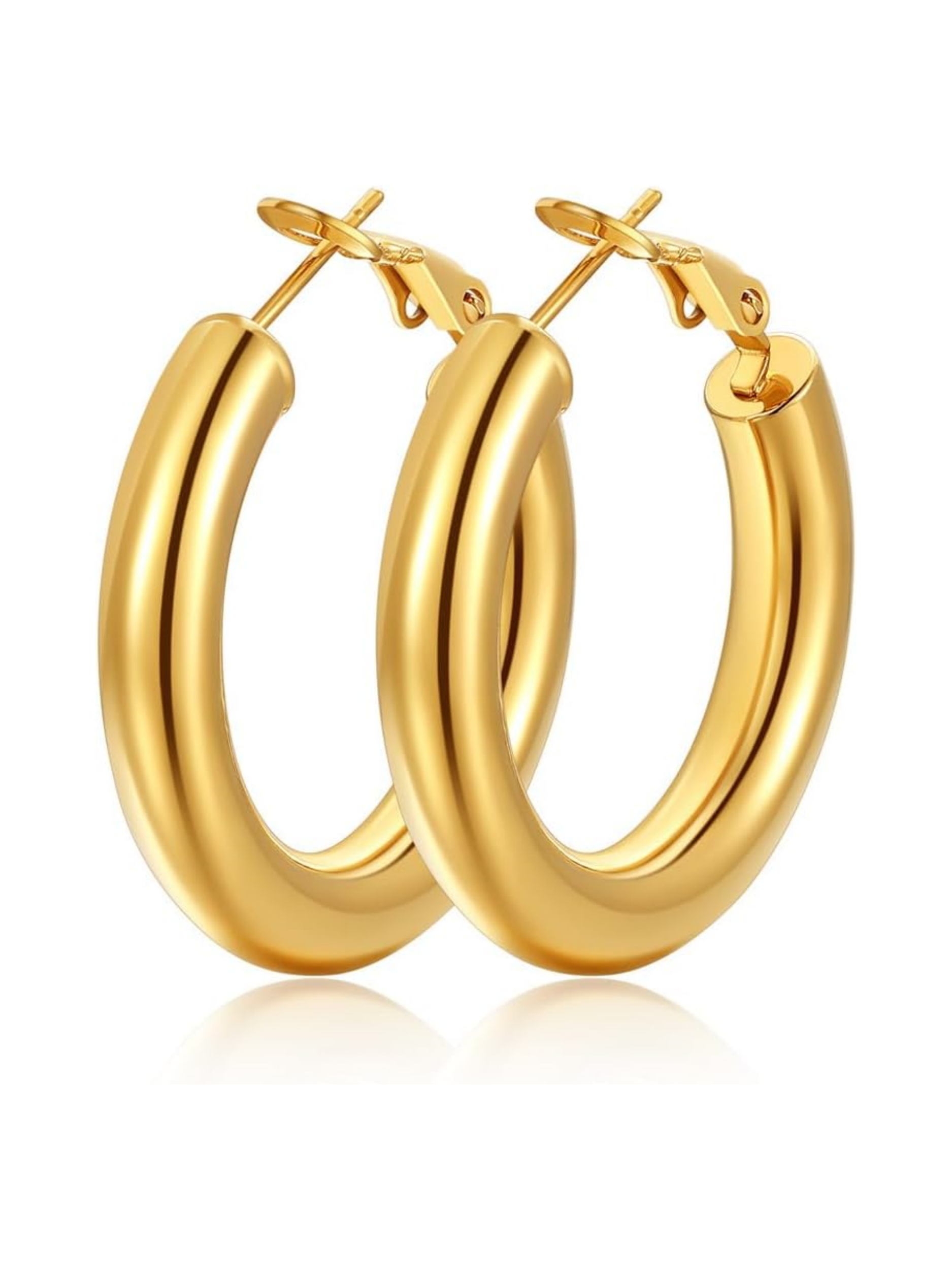 Classic Stainless Steel Tube Hoop Rounded Loop Earrings