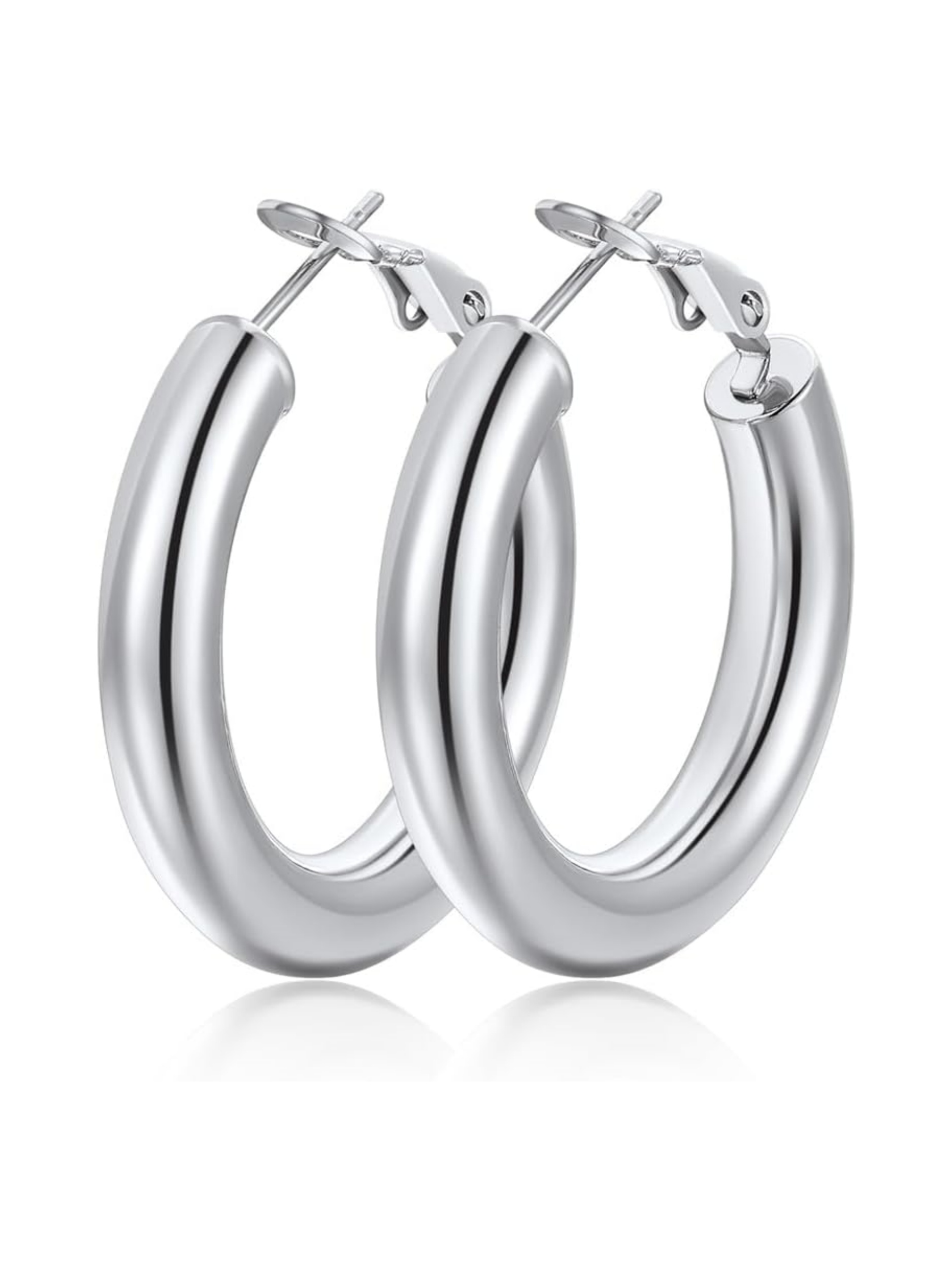 Classic Stainless Steel Tube Hoop Rounded Loop Earrings