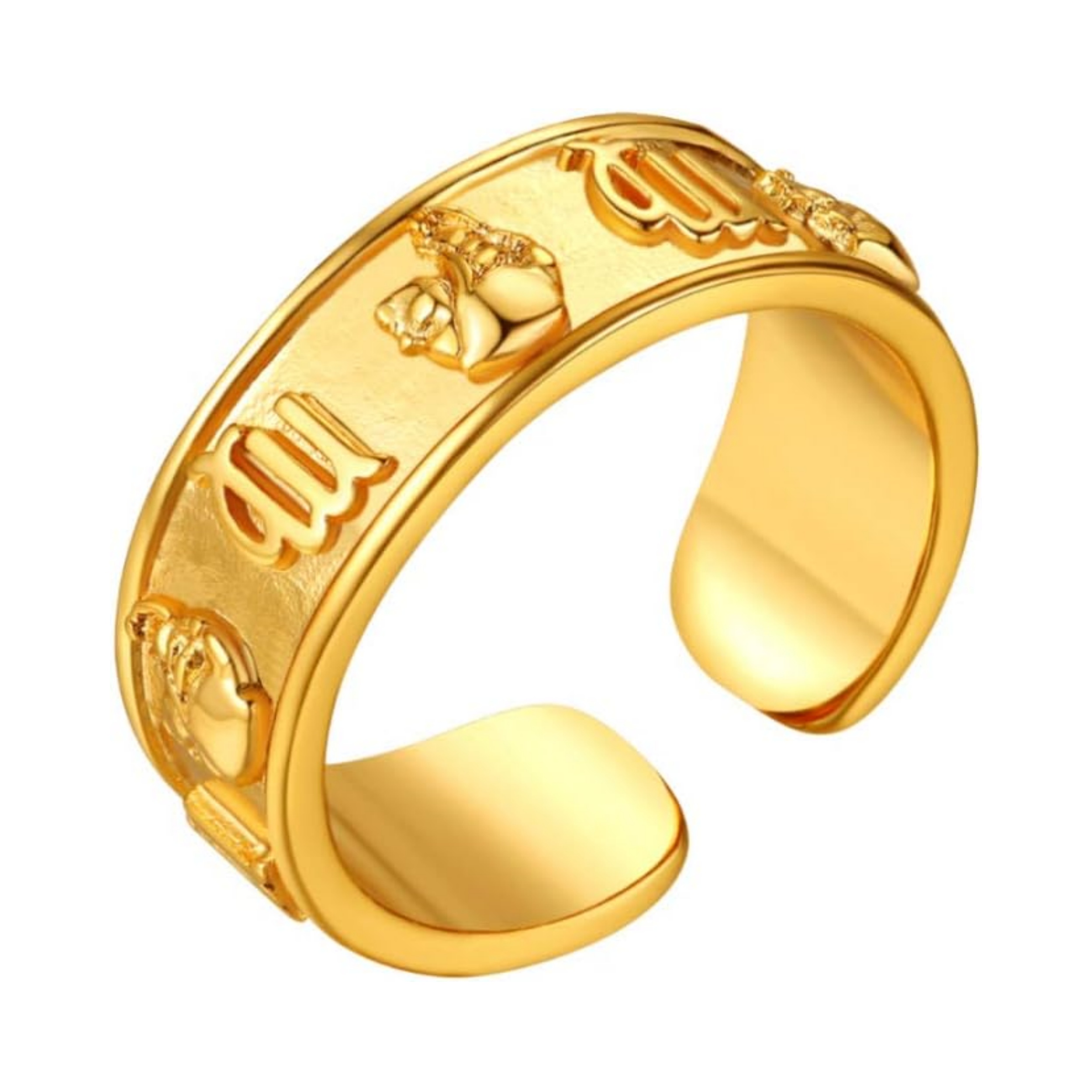 18K Gold Plated Horoscope Zodiac  Adjustable Band Rings