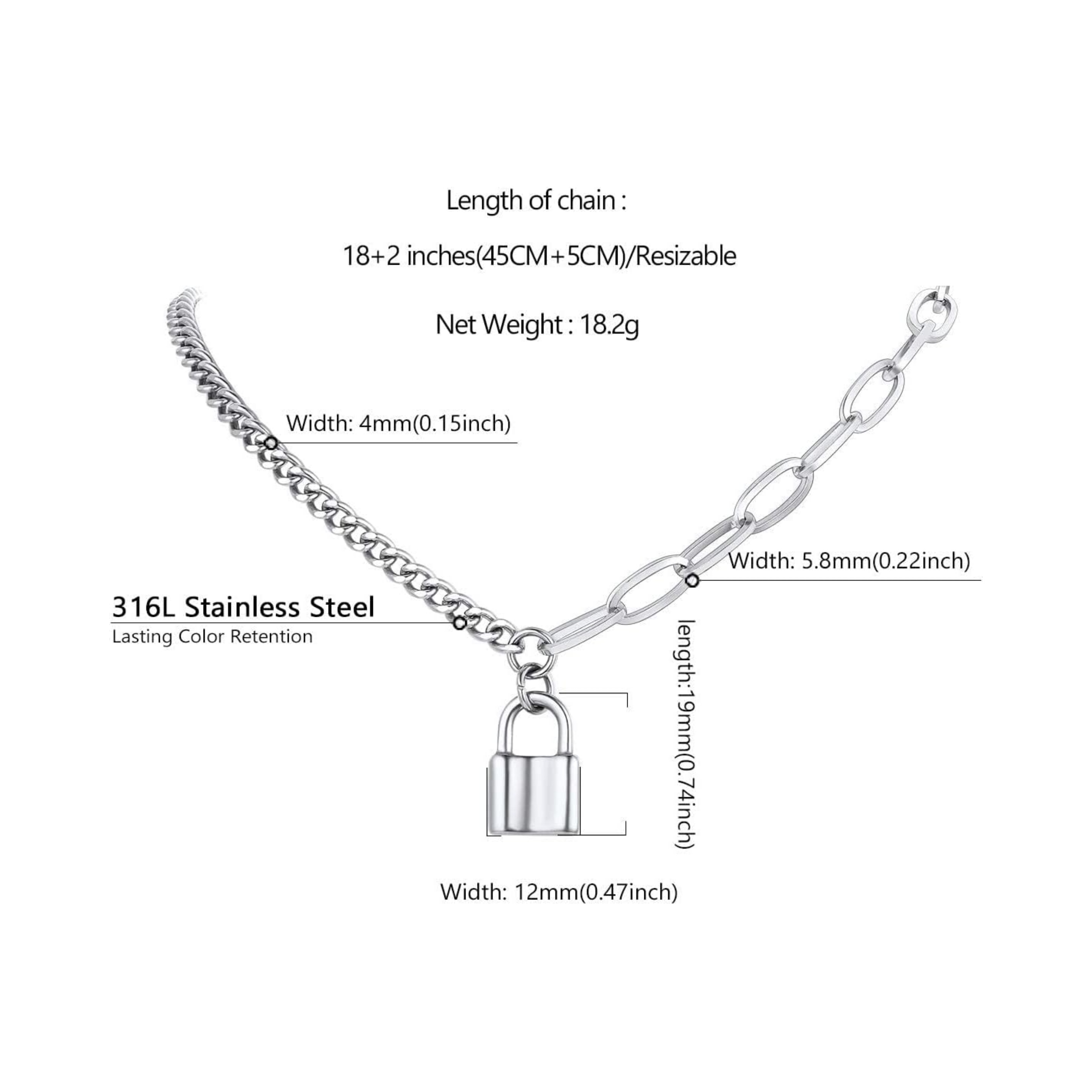 Padlock Pendant Friendship Statement Necklace 