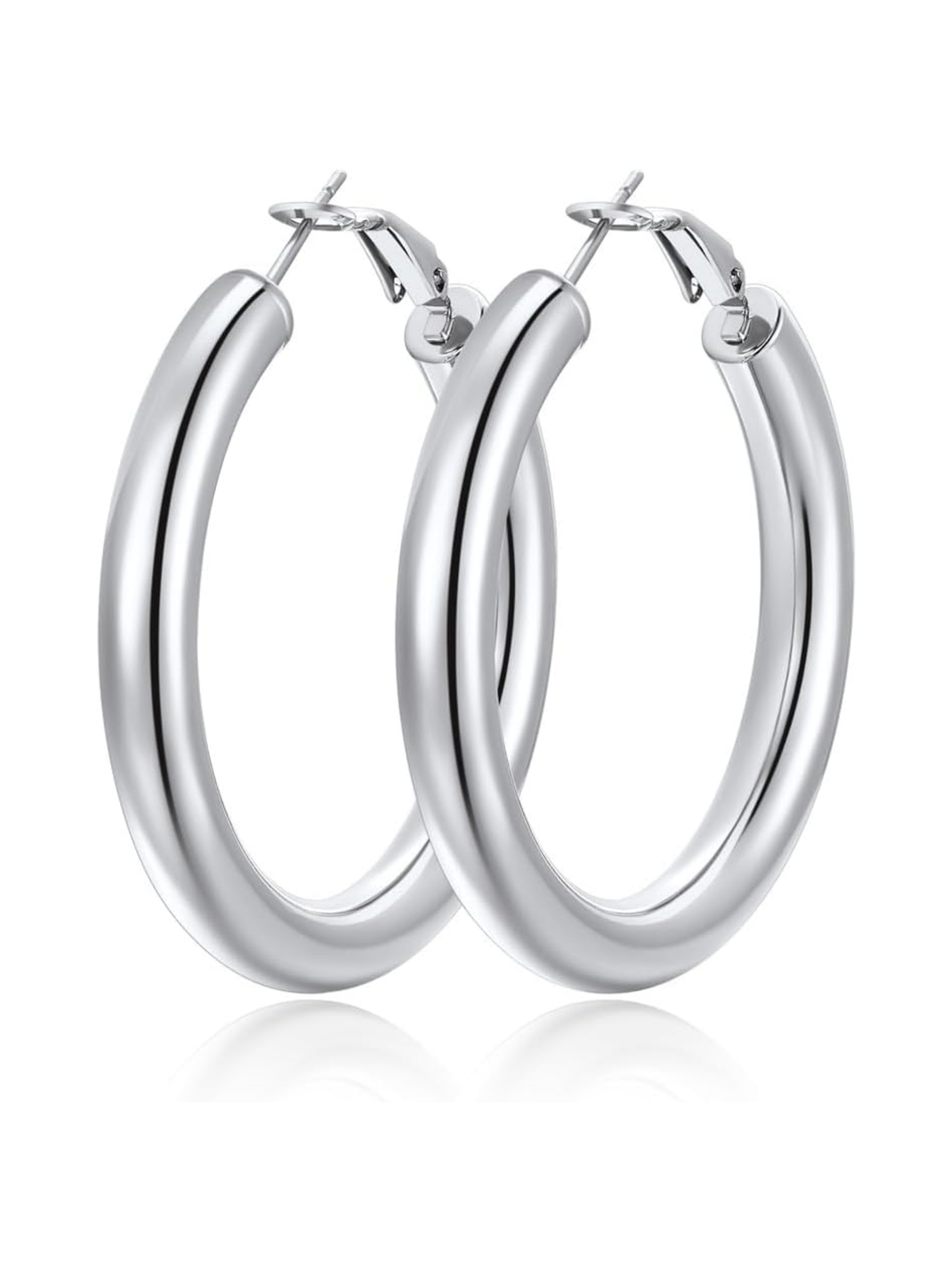 Classic Stainless Steel Tube Hoop Rounded Loop Earrings